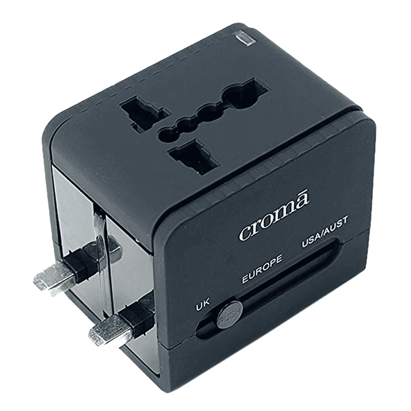 Croma 4 Plugs Universal Travel Adapter (Dual USB Port, CREP0144, Black)_6