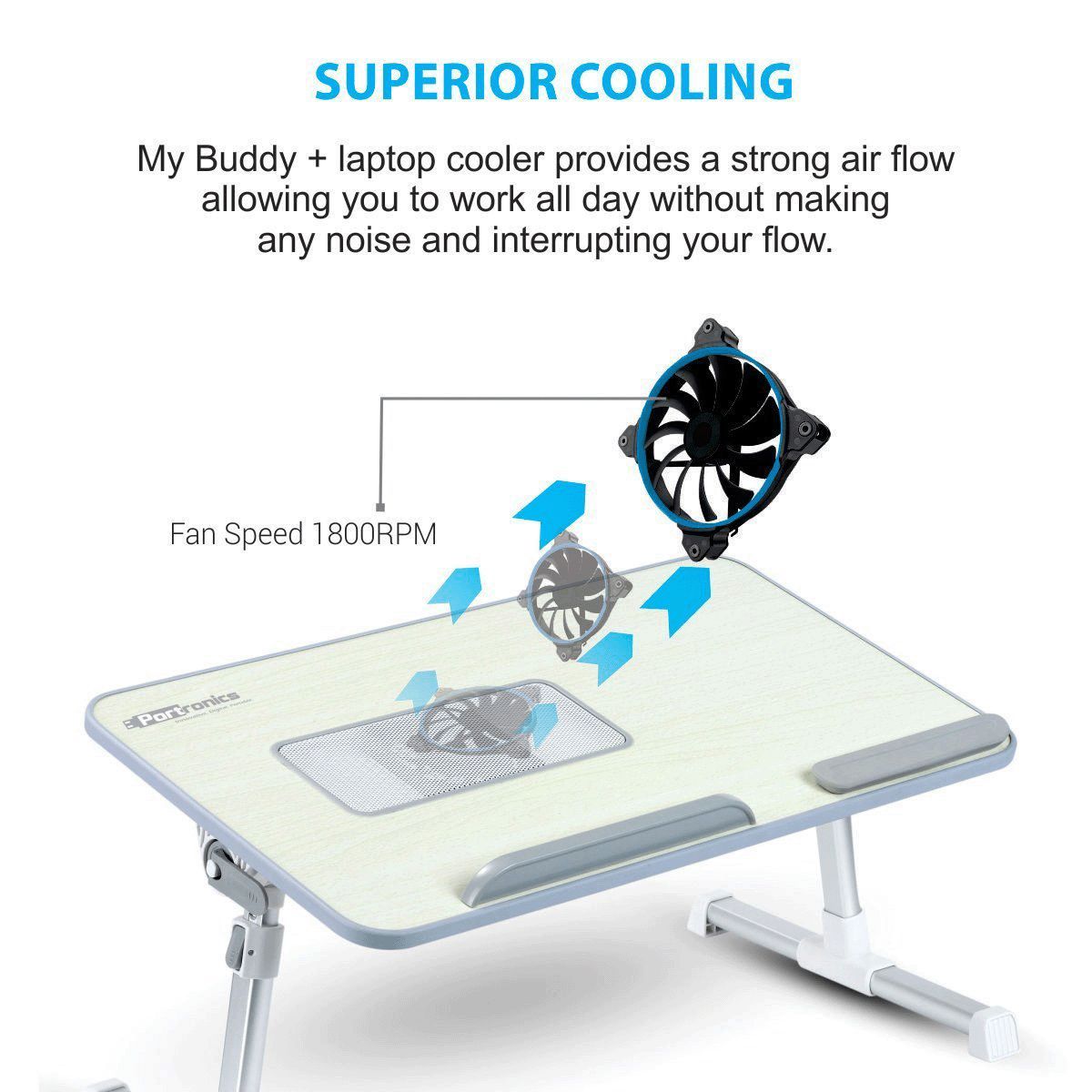 PORTRONICS My Buddy + Portable Laptop Stand (Cooling Fan, POR-704, Grey) PORTRONICS My Buddy + Portable Laptop Stand (Cooling Fan, POR-704, Grey)_7