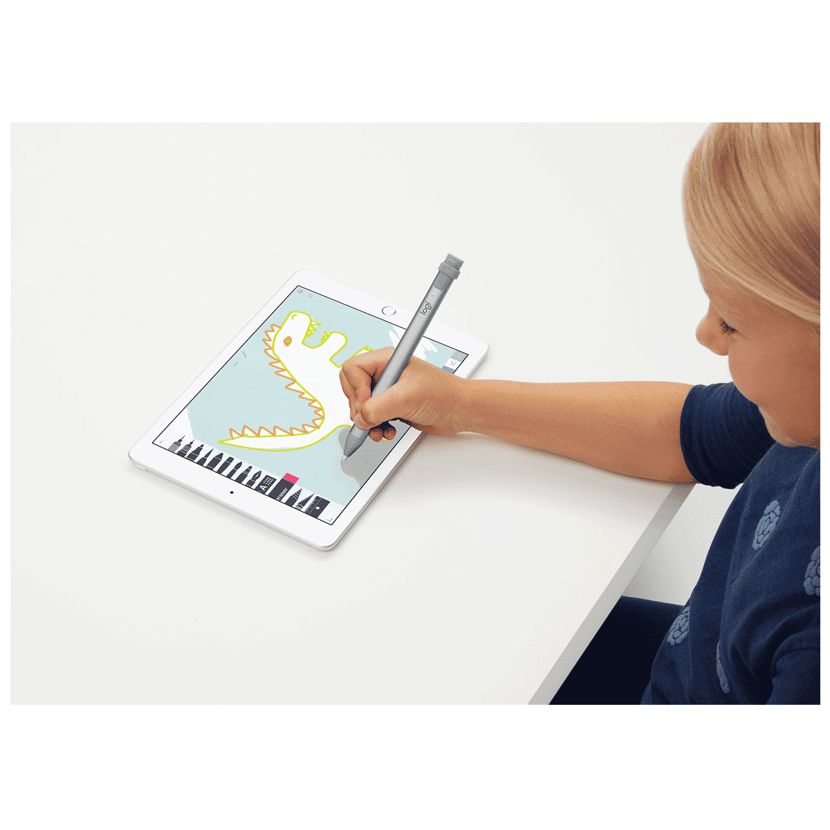 logitech Crayon Pencil For iPad (Palm Rejection Technology, 914-000035, Grey)_4