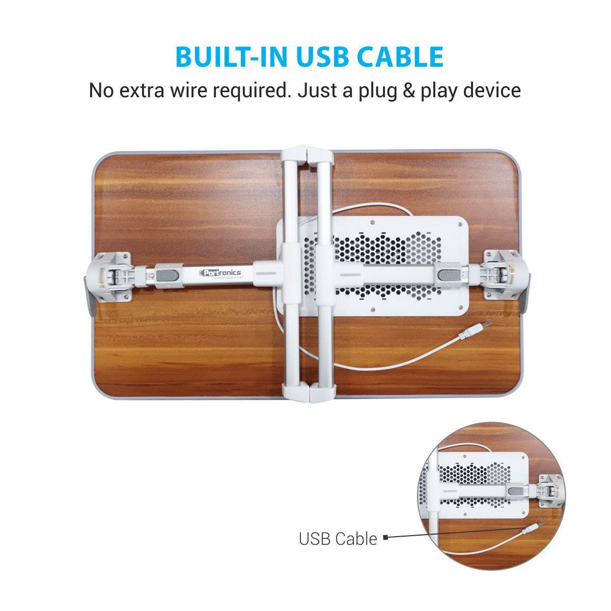 PORTRONICS My Buddy Plus Portable Laptop Stand (USB 2.0 Connector, POR-895, Brown)_3