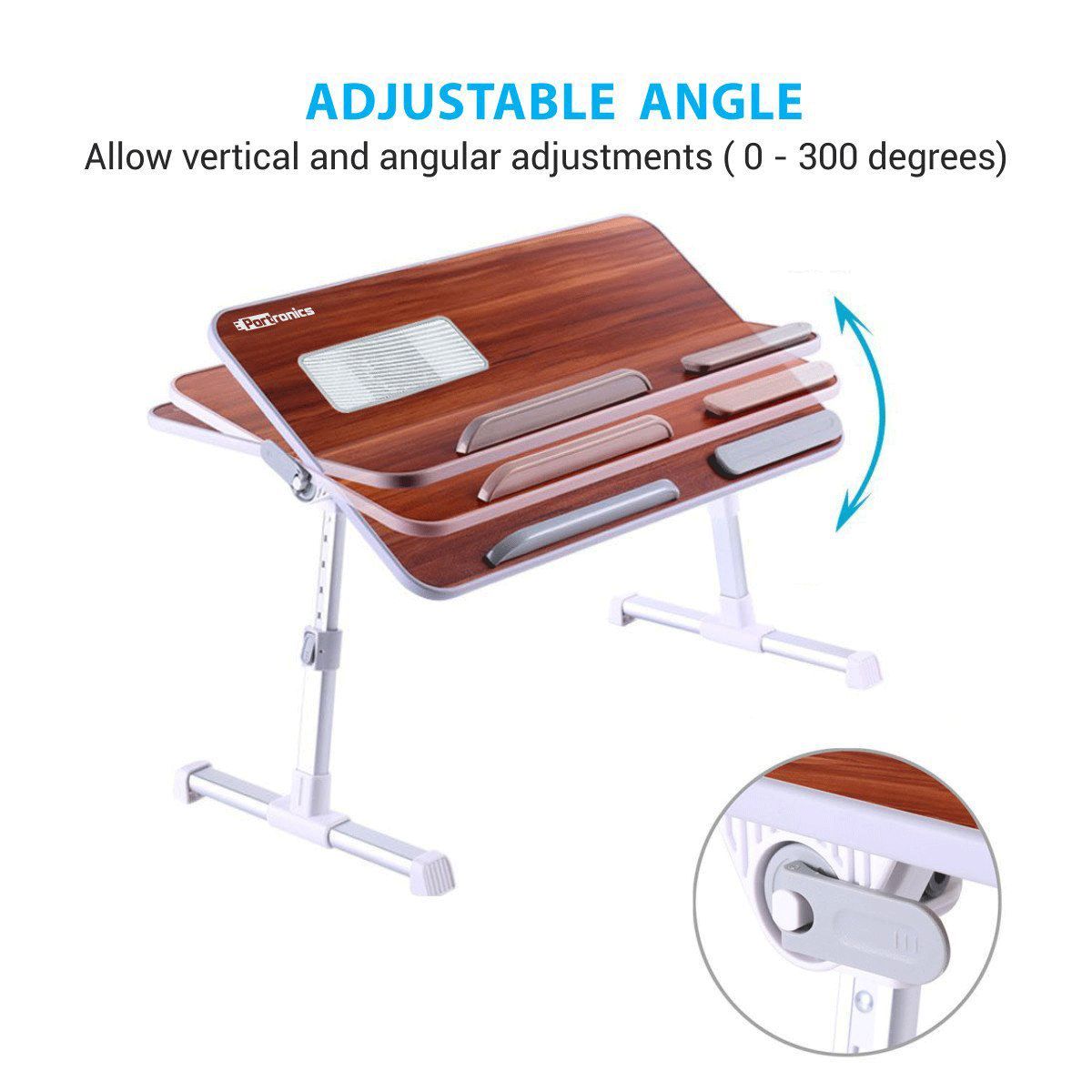 PORTRONICS My Buddy Plus Portable Laptop Stand (USB 2.0 Connector, POR-895, Brown)_4