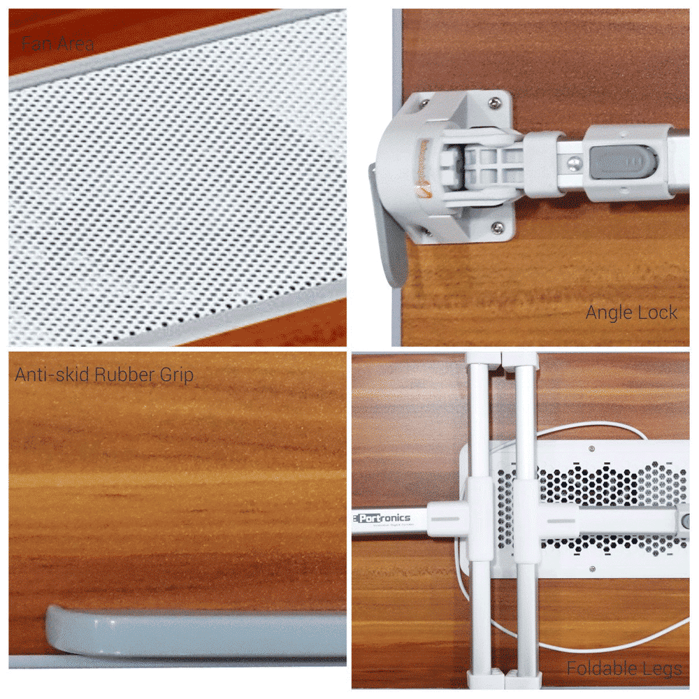 PORTRONICS My Buddy Plus Portable Laptop Stand (USB 2.0 Connector, POR-895, Brown)_9