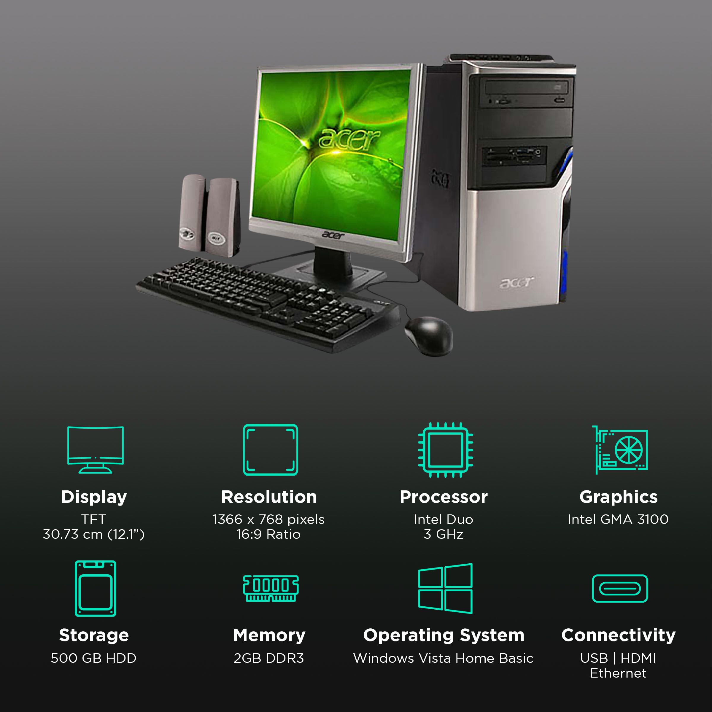 acer C2D 12.1 Inch TFT Display Intel Duo Windows Vista Home Basic Desktop (2GB, 500GB HDD, Intel GMA 3100) acer C2D 12.1 Inch TFT Display Intel Duo Windows Vista Home Basic Desktop (2GB, 500GB HDD, Intel GMA 3100)_3
