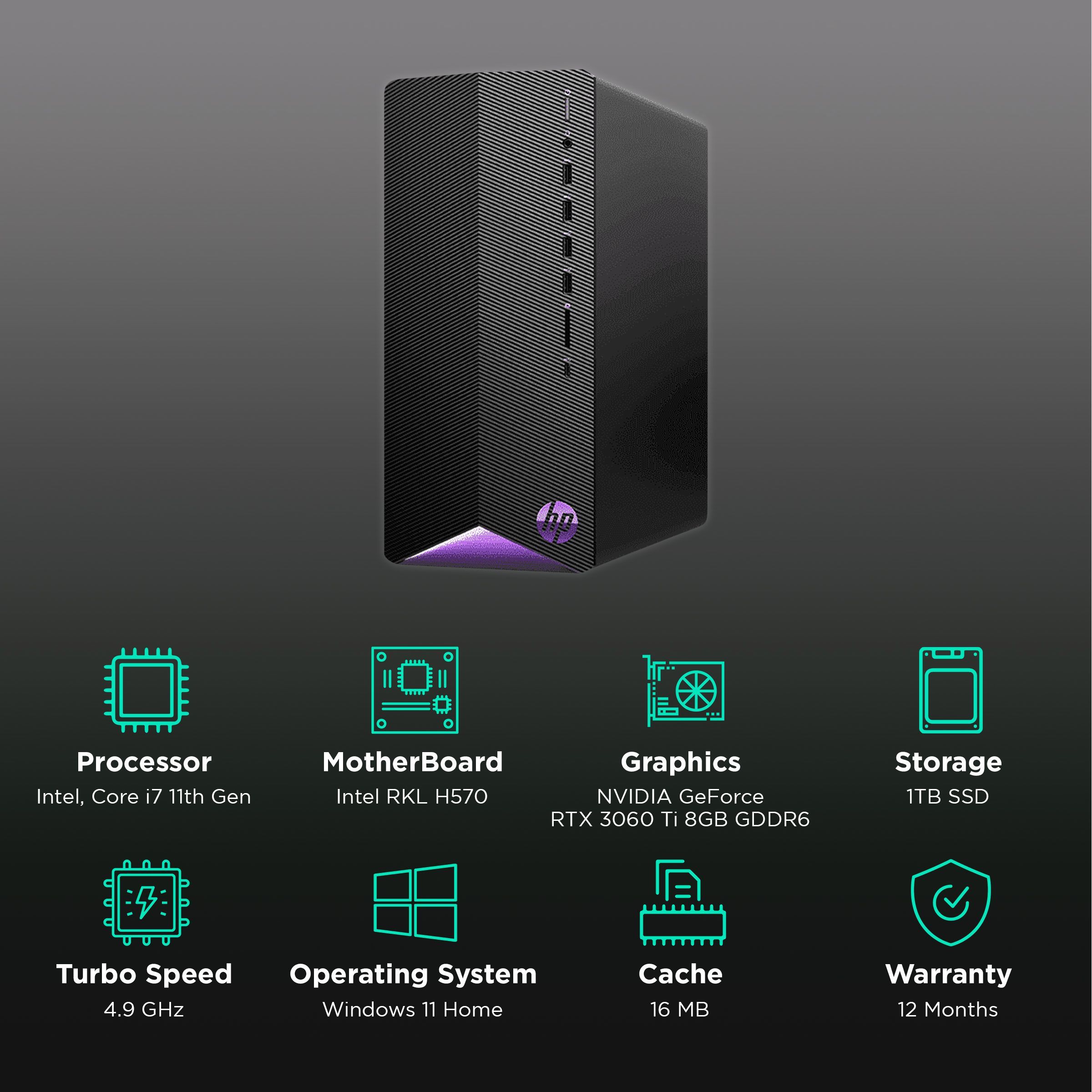 HP Pavilion TG01-2005in Core i7 Tower PC (16GB, 1TB SSD, NVIDIA GeForce RTX 3060 Ti, Windows 11 Home, Black)_3