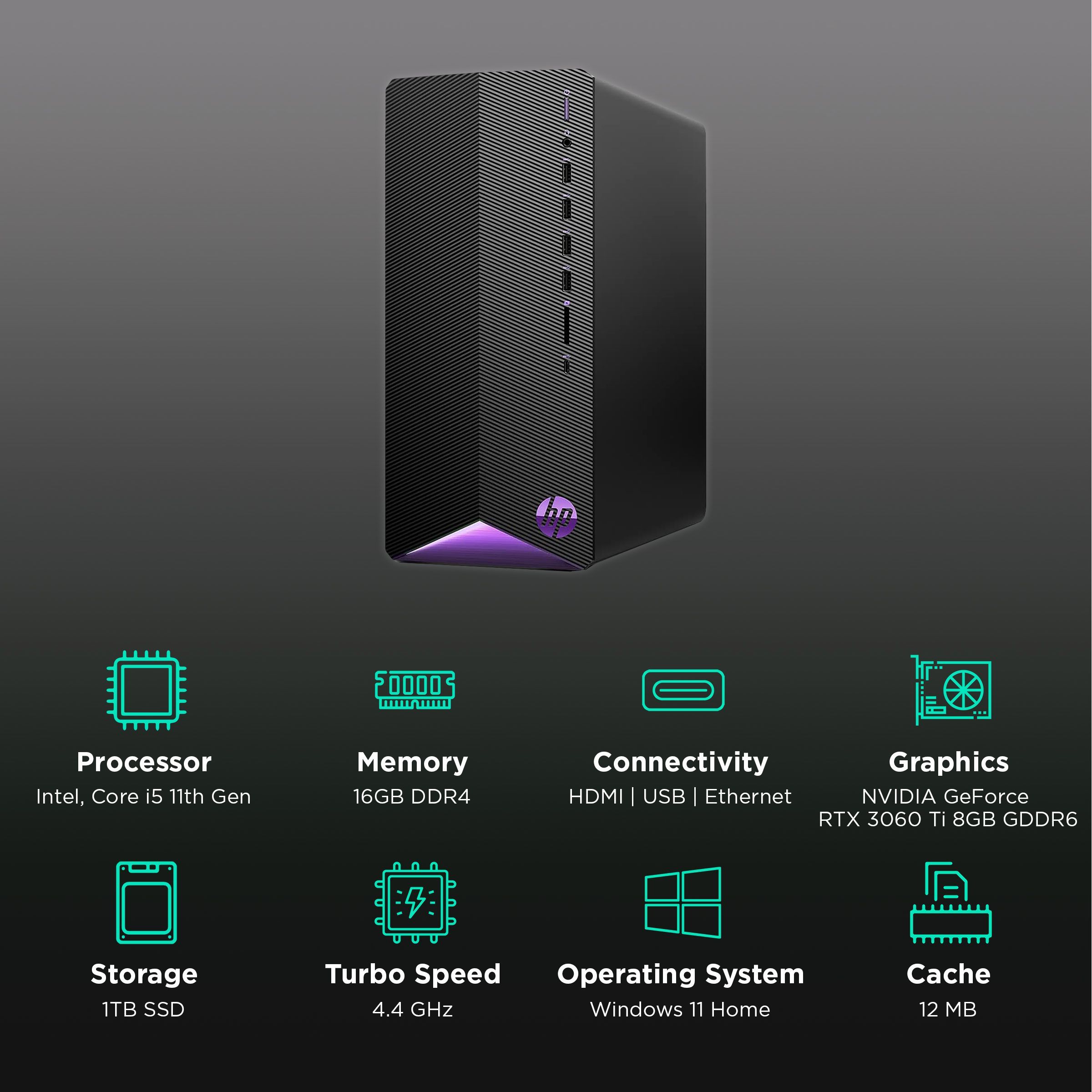 HP Pavilion TG01-2008in Core i5 Tower PC (16GB, 1TB SSD, NVIDIA GeForce RTX 3060 Ti, Windows 11 Home, Black) HP Pavilion TG01-2008in Core i5 Tower PC (16GB, 1TB SSD, NVIDIA GeForce RTX 3060 Ti, Windows 11 Home, Black)_3