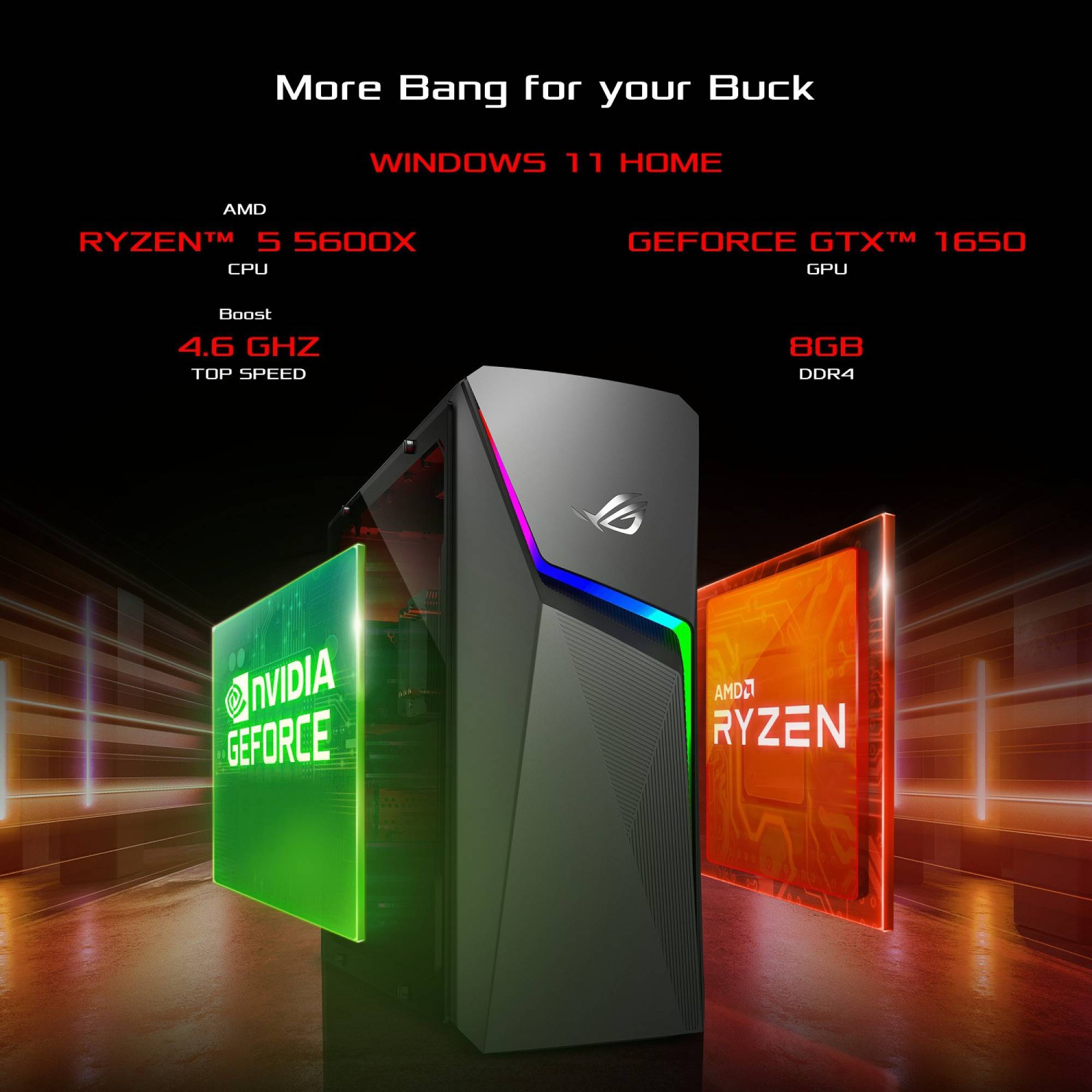 ASUS ROG Strix Ryzen 5 Tower PC (8GB, 1TB HDD, 512GB SSD, NVIDIA GeForce GTX1650, Windows 11 Home, Gray)_8