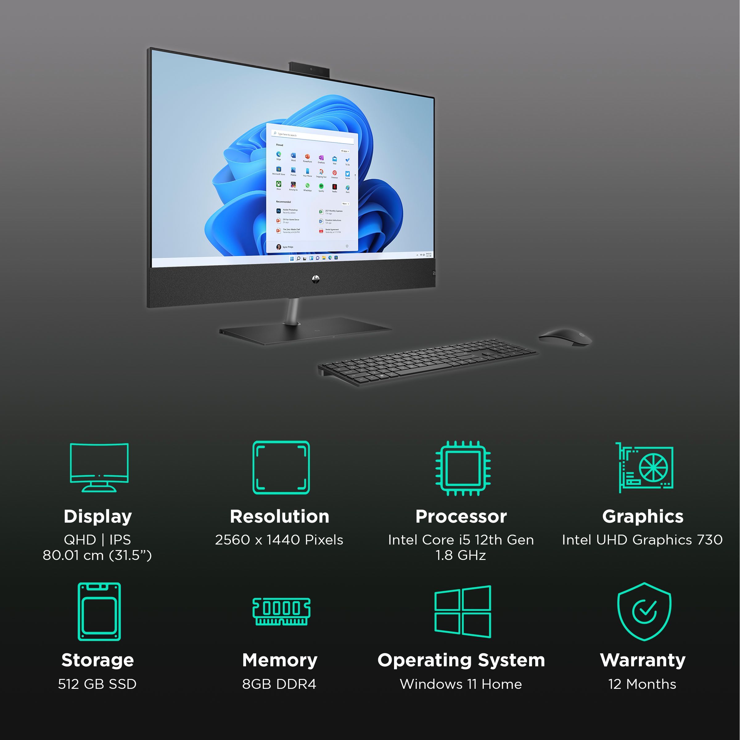 HP 32-b0390in 31.5 Inch QHD IPS Display Intel Core i5 12th Gen Windows 11 Home Desktop (8GB, 512GB SSD, Intel UHD 730) HP 32-b0390in 31.5 Inch QHD IPS Display Intel Core i5 12th Gen Windows 11 Home Desktop (8GB, 512GB SSD, Intel UHD 730)_3