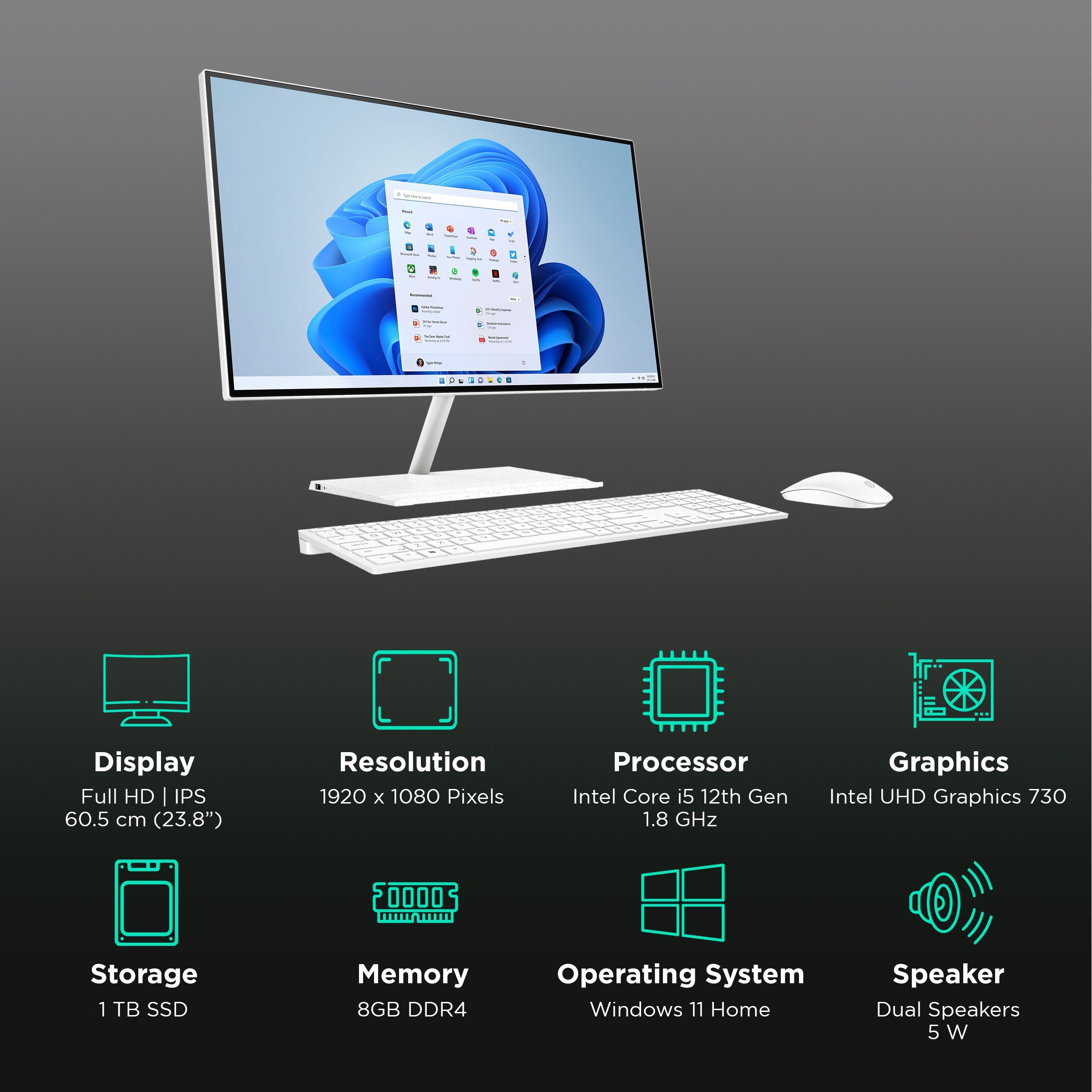 HP 24-ck0660in 23.8 Inch Full HD IPS Display Intel Core i5 12th Gen Windows 11 Home Desktop (8GB, 1TB SSD, Intel UHD 730)_3