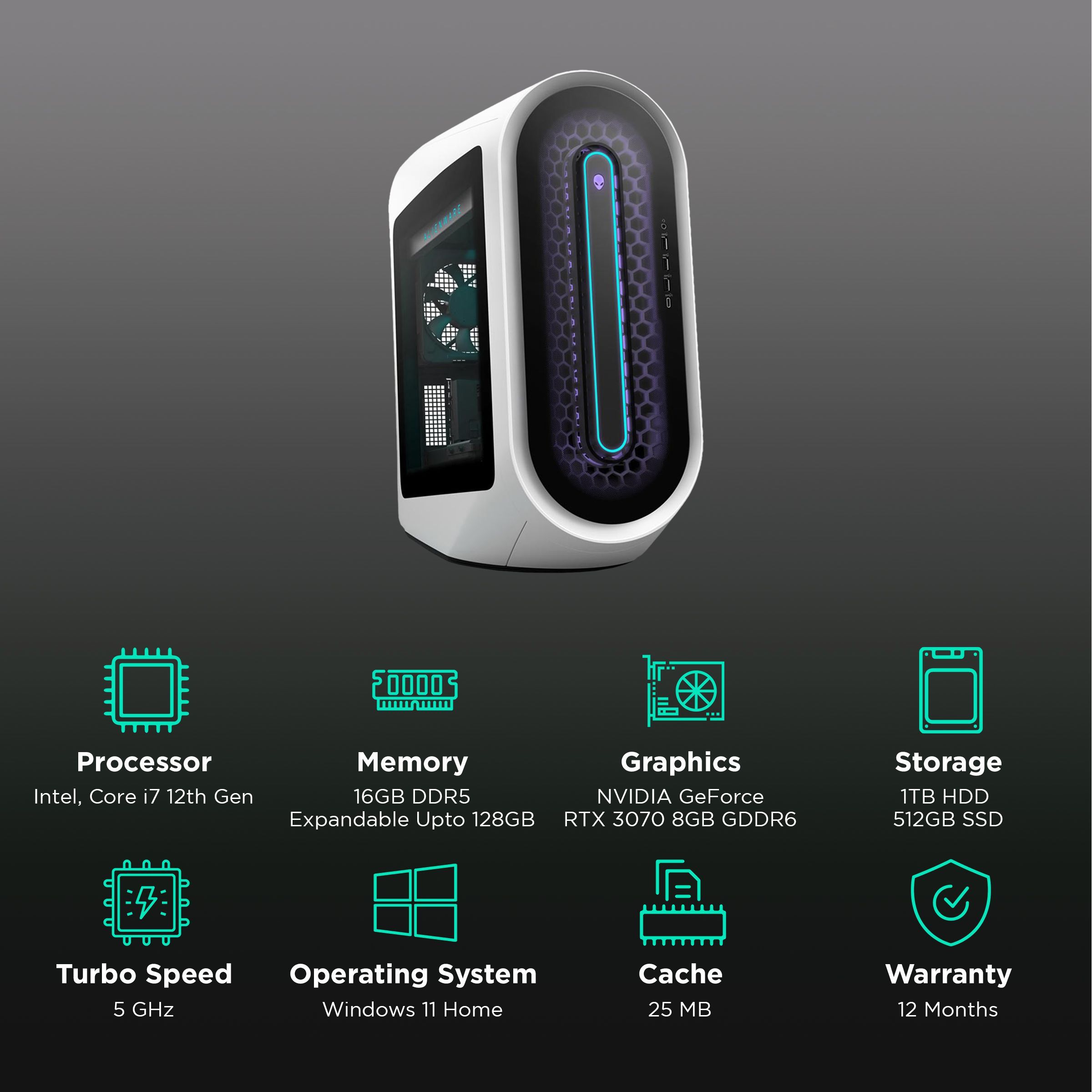 DELL Alienware Aurora R13 Core i7 12th Gen Gaming Tower (16GB, 1TB HDD, 512GB SSD, NVIDIA GeForce RTX 3070, Windows 11 Home, Lunar Light) DELL Alienware Aurora R13 Core i7 12th Gen Gaming Tower (16GB, 1TB HDD, 512GB SSD, NVIDIA GeForce RTX 3070, Windows 11 Home, Lunar Light)_3