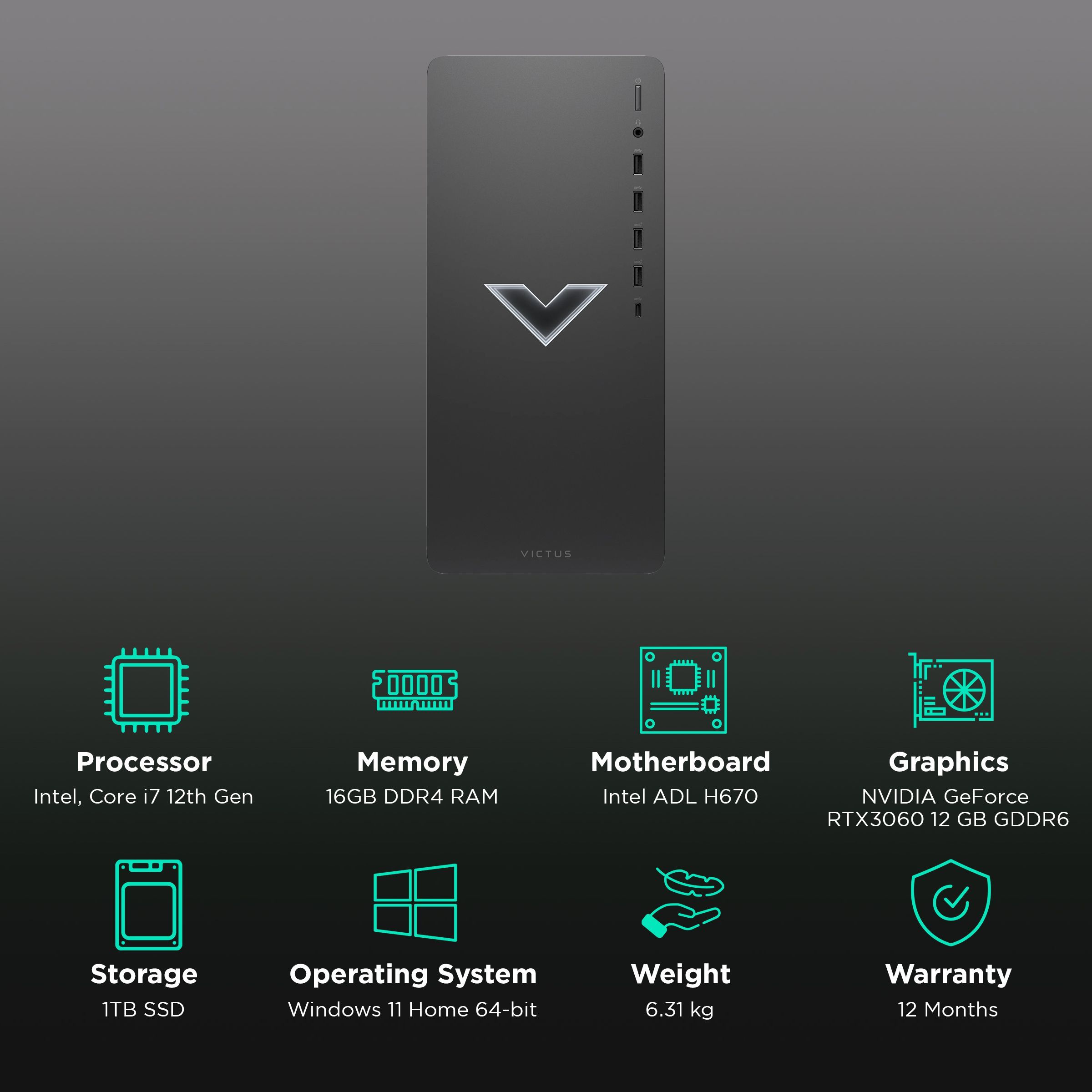 HP Victus TG02-0007in Core i7 Tower PC (16GB, 1TB SSD, NVIDIA GeForce RTX 3060, Windows 11 Home, Mica Silver)_3