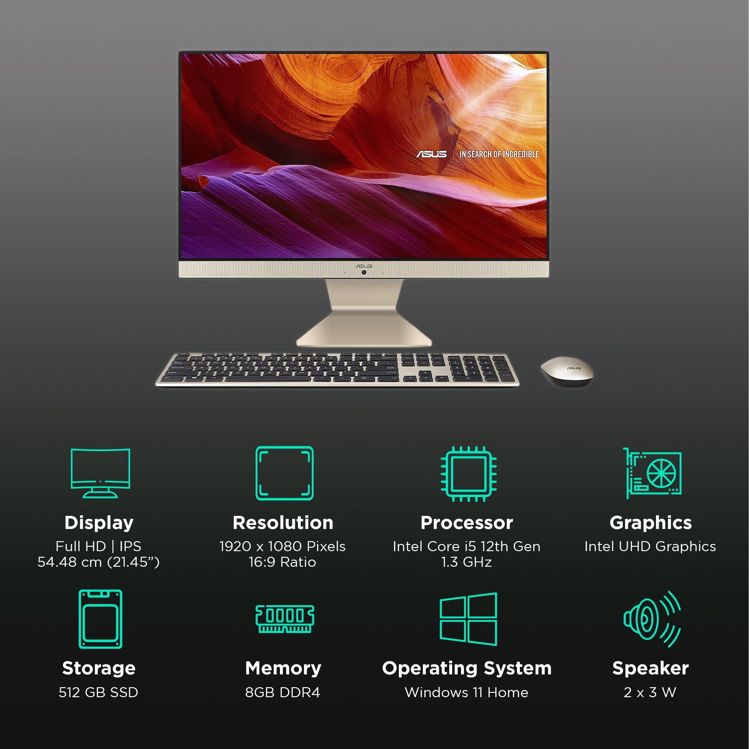 ASUS AiO A3 Series 21.45 Inch Full HD IPS Display Intel Core i5 12th Gen Windows 11 Home Desktop (8GB, 512GB SSD, Intel UHD) ASUS AiO A3 Series 21.45 Inch Full HD IPS Display Intel Core i5 12th Gen Windows 11 Home Desktop (8GB, 512GB SSD, Intel UHD)_3