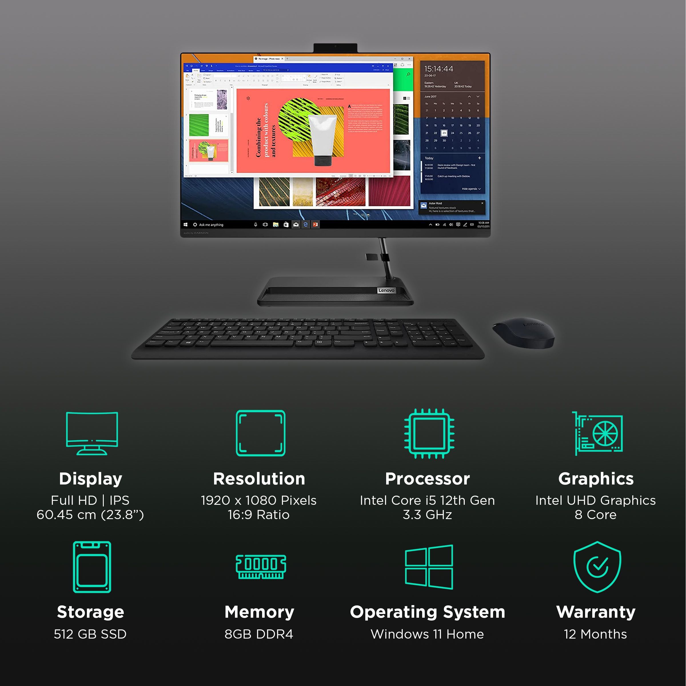 Lenovo IdeaCentre AIO 3 24IAP7 23.8 Inch Full HD IPS Display Intel Core i5 12th Gen Windows 11 Home All-in-One Desktop (8GB, 512GB SSD, Intel UHD) Lenovo IdeaCentre AIO 3 24IAP7 23.8 Inch Full HD IPS Display Intel Core i5 12th Gen Windows 11 Home All-in-One Desktop (8GB, 512GB SSD, Intel UHD)_3