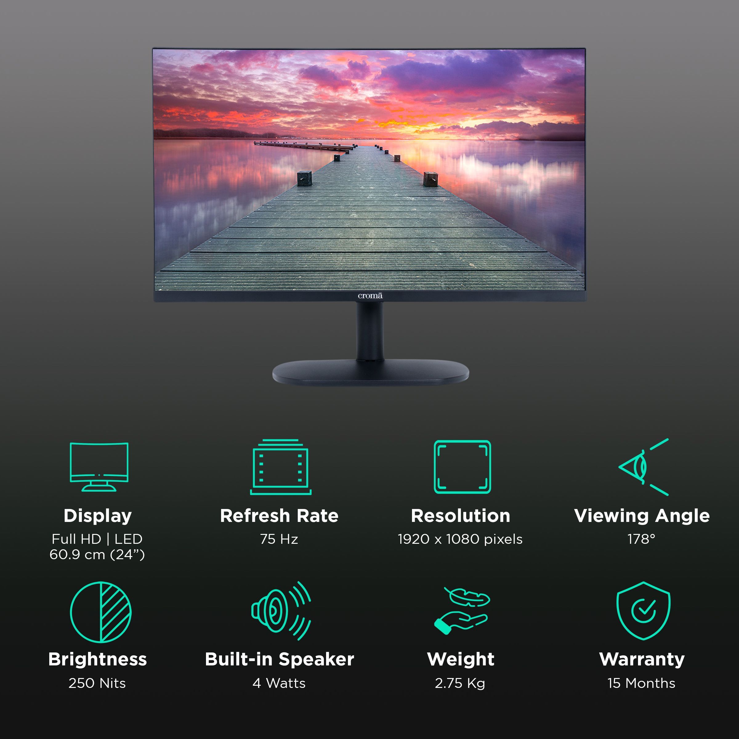 Croma 60.9 cm (24 inch) Full HD VA Panel LED Monitor With Built-in Speaker Croma 60.9 cm (24 inch) Full HD VA Panel LED Monitor With Built-in Speaker_3