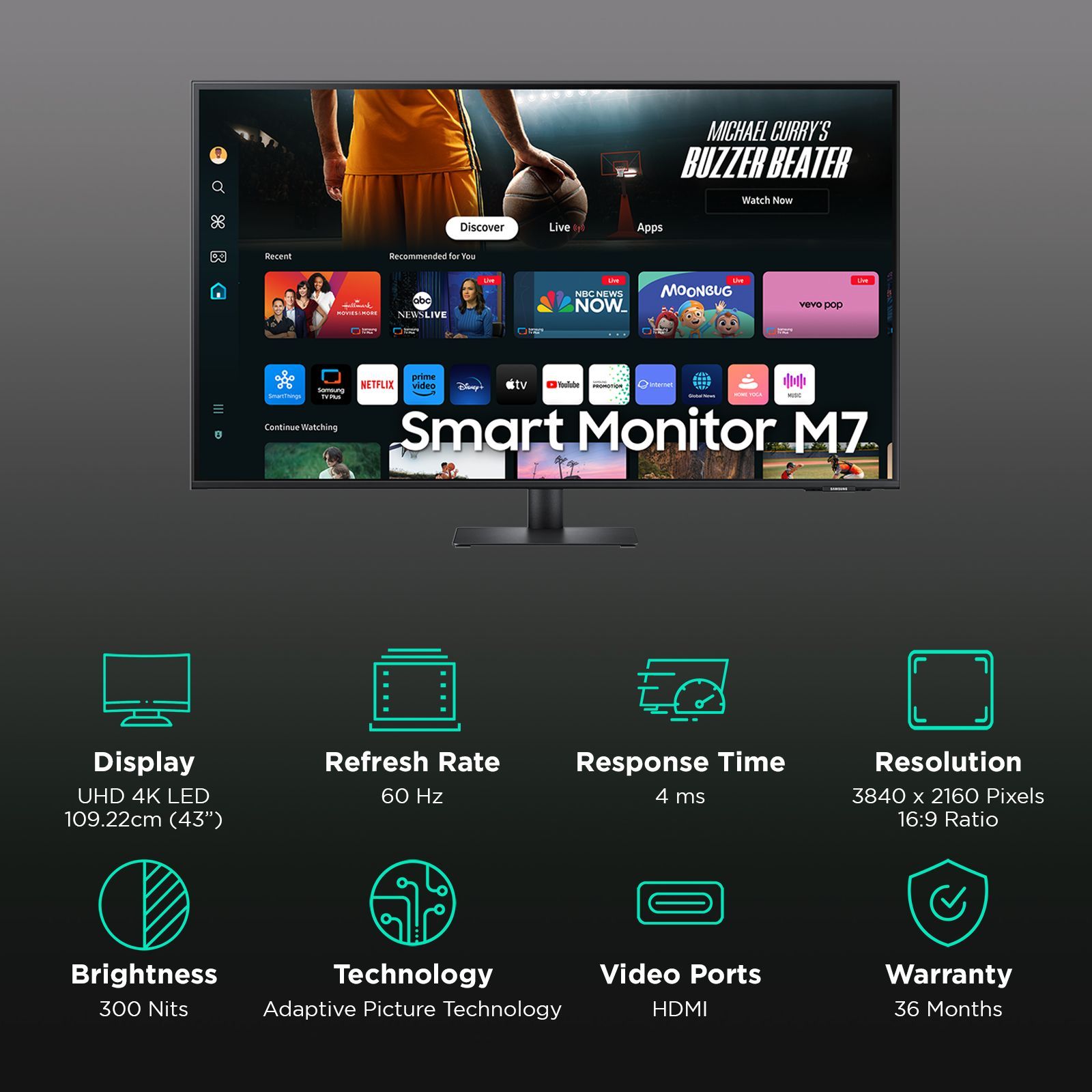 SAMSUNG Smart M7D 108 cm (43 inch) Ultra HD 4K VA Panel LED-Backlit Gaming Monitor with Adaptive Picture_3