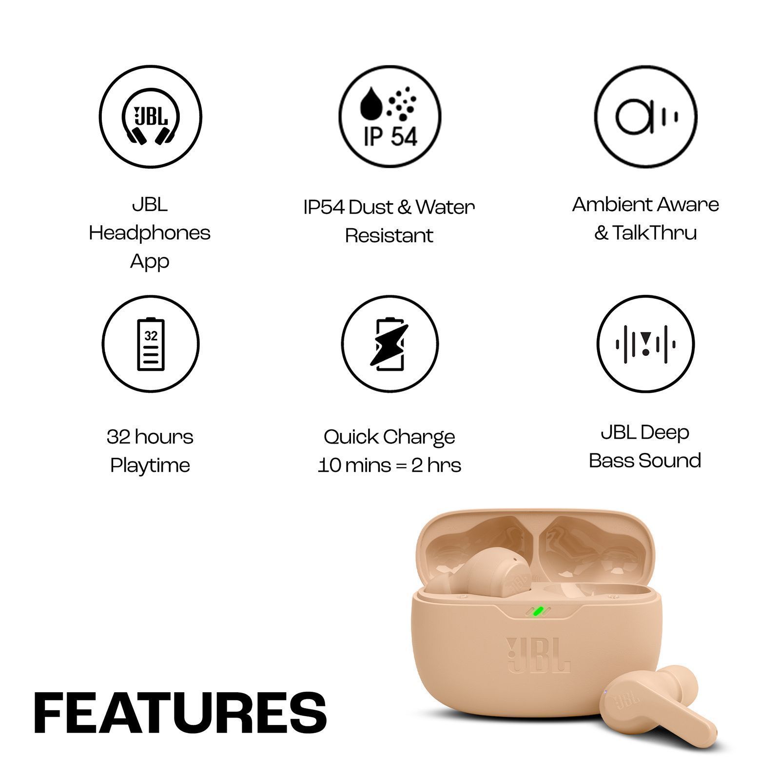 JBL Wave Beam JBLWBEAMBEG TWS Earbuds (IP54 Water Resistant, Deep Bass Sound, Beige)_20