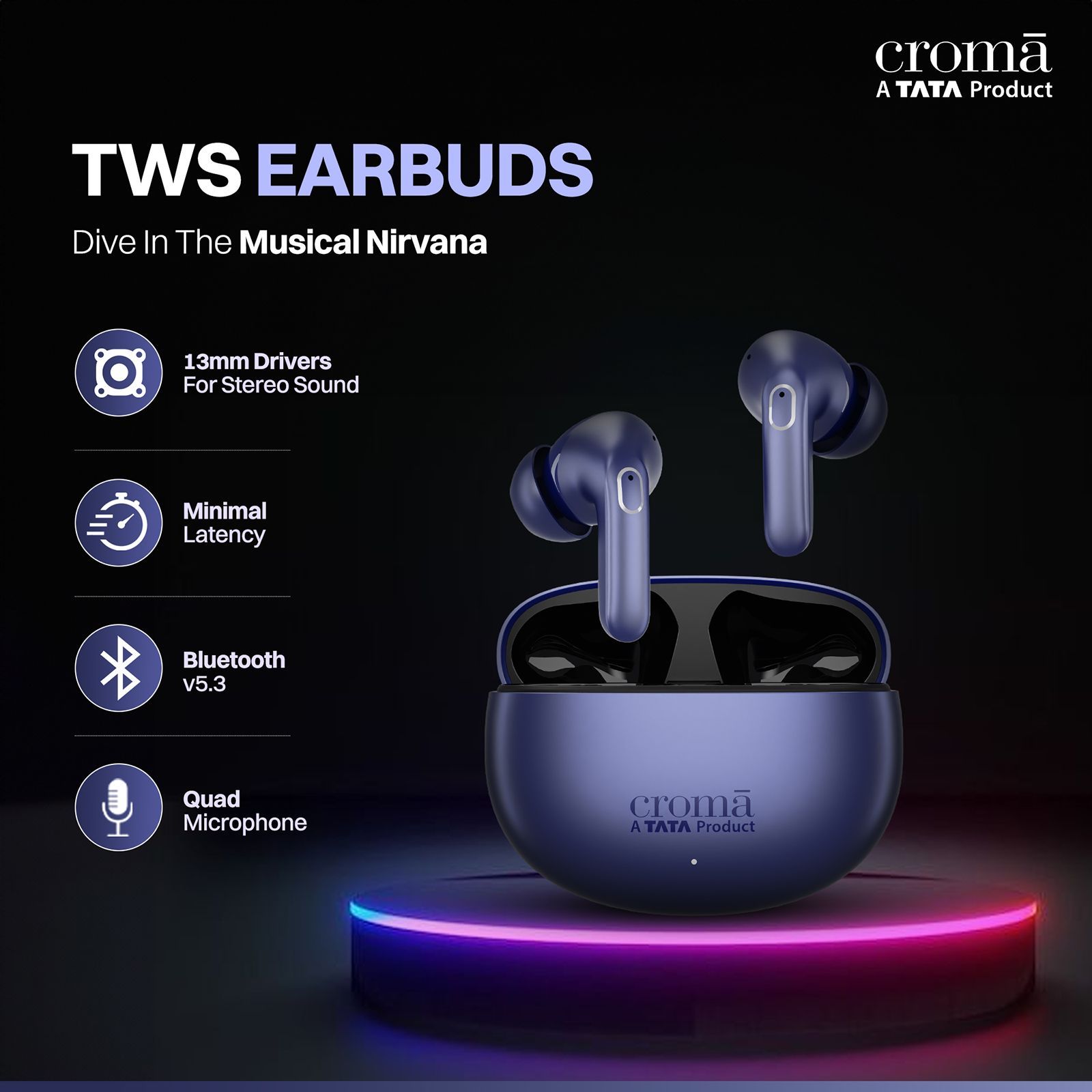 Croma CRSE045EPA030201 TWS Earbuds with Environmental Noise Cancellation (IPX4 Water Resistant, Google & Siri Voice Assistant, Blue)_7