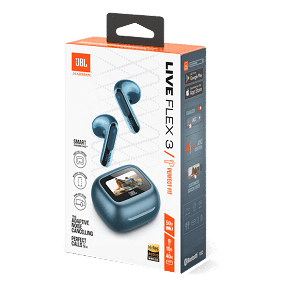 JBL Live Flex 3 TWS Earbuds with Adaptive Noise Cancellation (IP54 Water Resistant, Touchscreen Display, Blue)_13