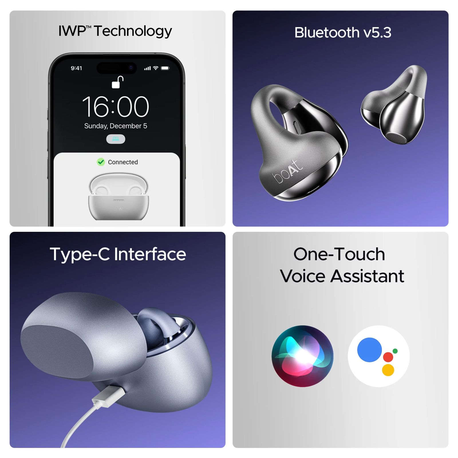 boAt Airdopes Loop TWS Earbuds with Noise Isolation (IPX4 Splash and Sweat Resistant, ASAP Charge, Lavender Mist)_8