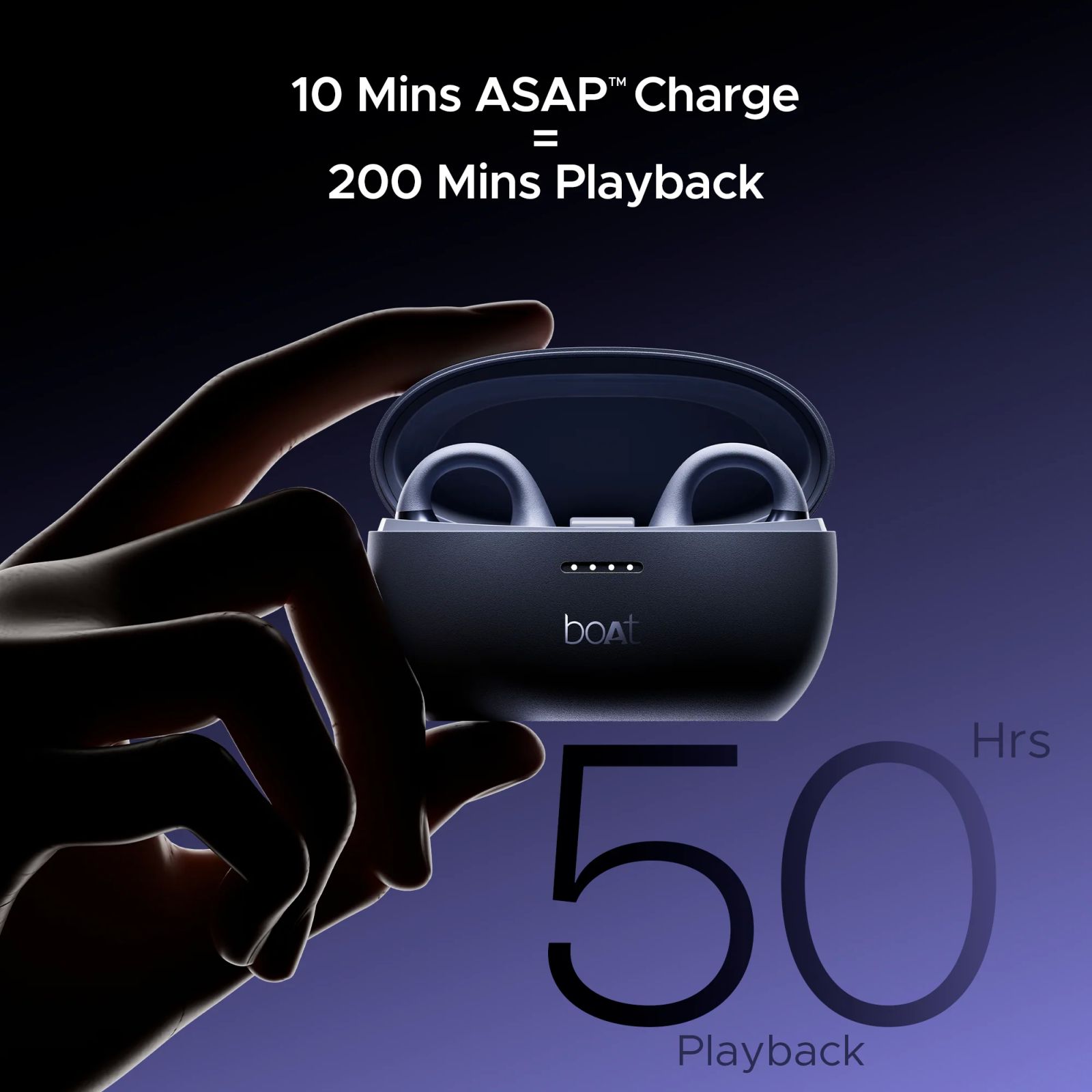 boAt Airdopes Loop TWS Earbuds with Noise Isolation (IPX4 Splash and Sweat Resistant, ASAP Charge, Lavender Mist)_5