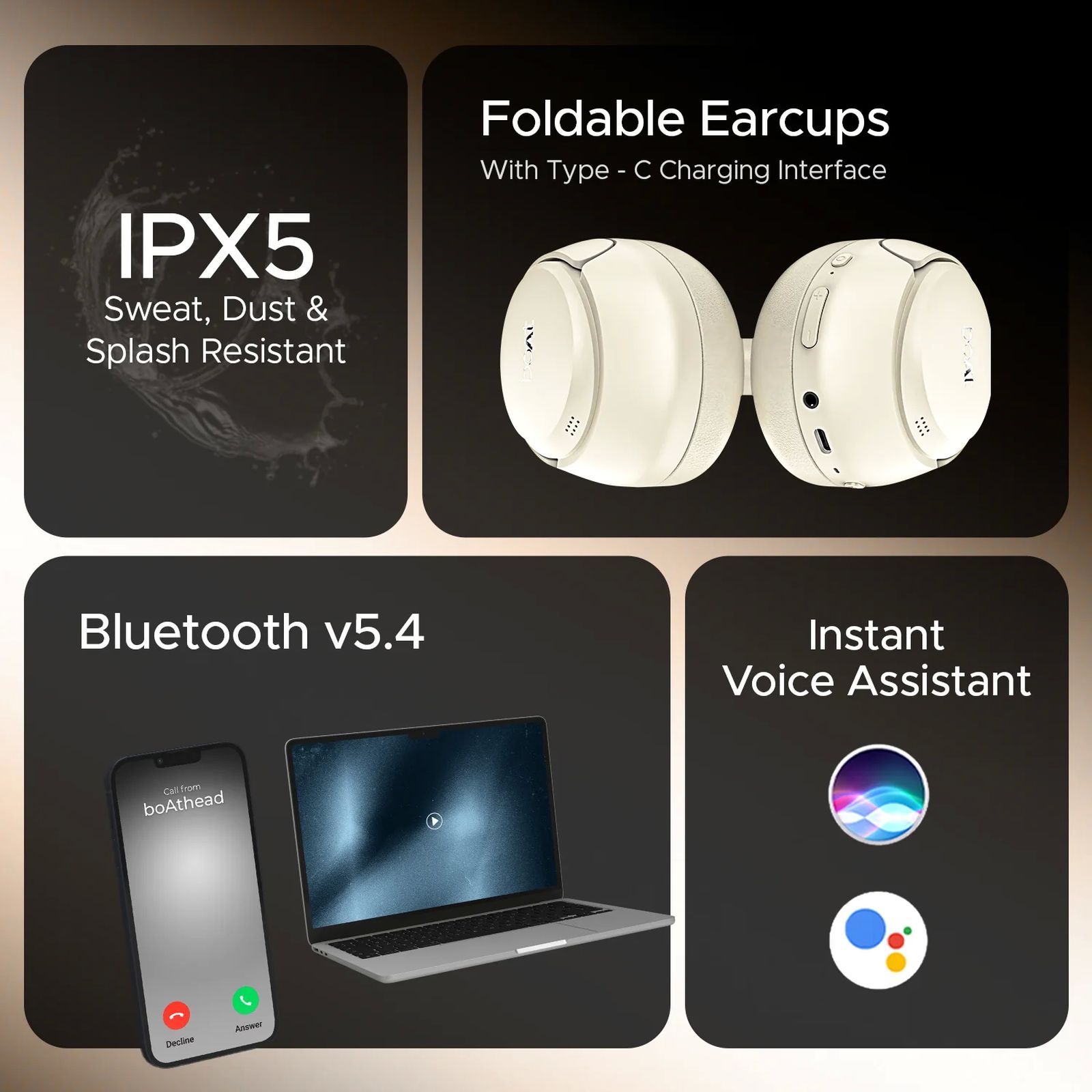 boAt Rockerz 551 ANC Pro Bluetooth Headphone with Mic (Active Noise Cancellation, Over Ear, Hazel Beige)_11