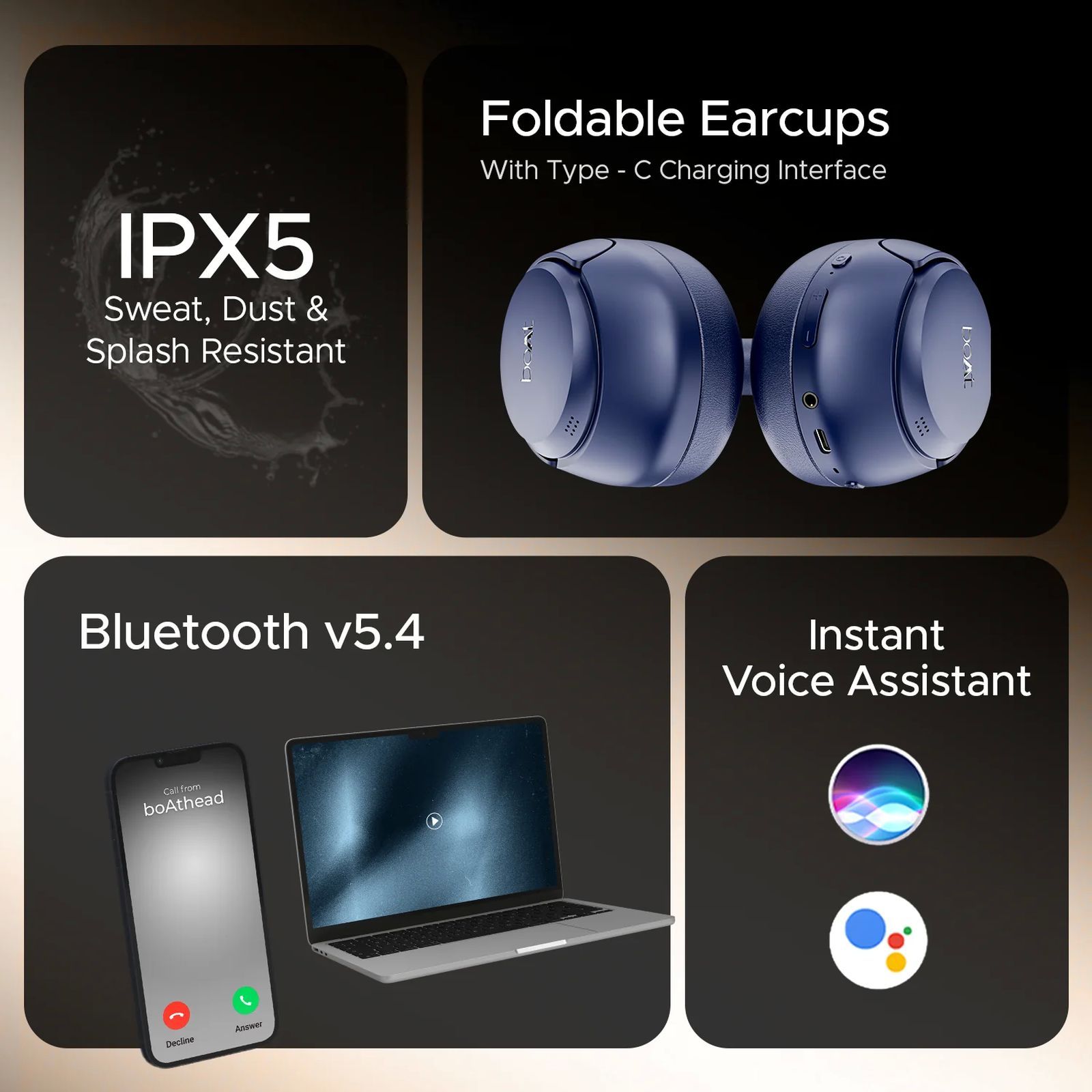 boAt Rockerz 551 ANC Pro Bluetooth Headphone with Mic (Active Noise Cancellation, Over Ear, Bold Blue)_11