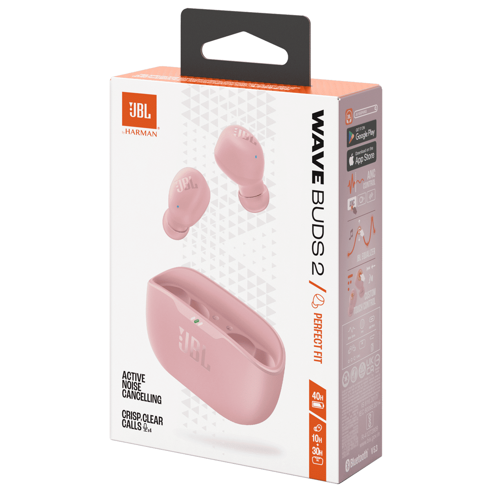 JBL Wave Buds 2 TWS Earbuds with Active Noise Cancellation (IP54 Water Resistant, 40 Hours Playtime, Pink)_7