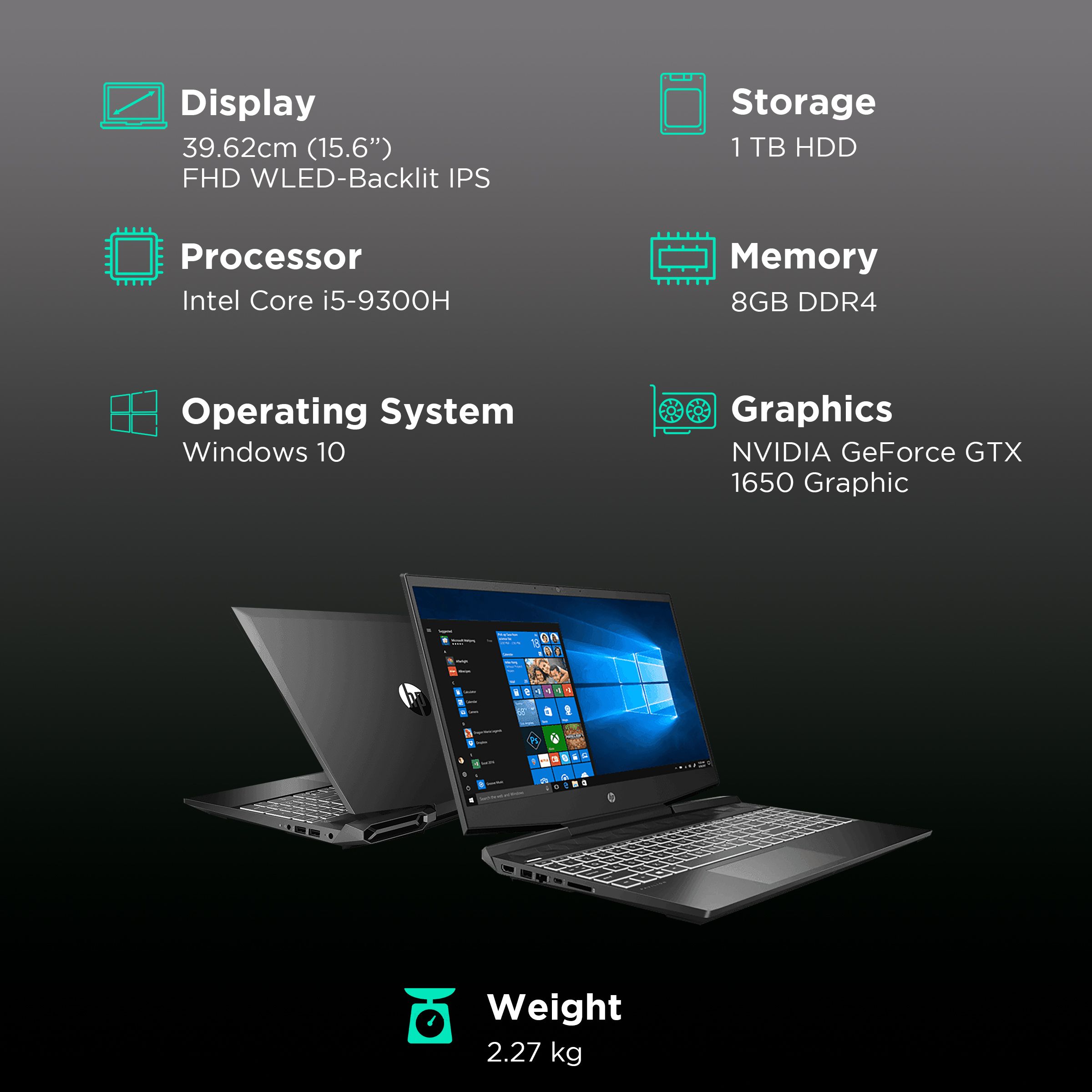 HP Pavilion 15-dk0263TX Intel Core i5 9th Gen (15.6 inch, 8GB, 1TB, Windows 10, MS Office, NVIDIA GeForce GTX 1650 Graphics, FHD WLED-Backlit IPS Display, Shadow Black, 167W2PA#ACJ)_3