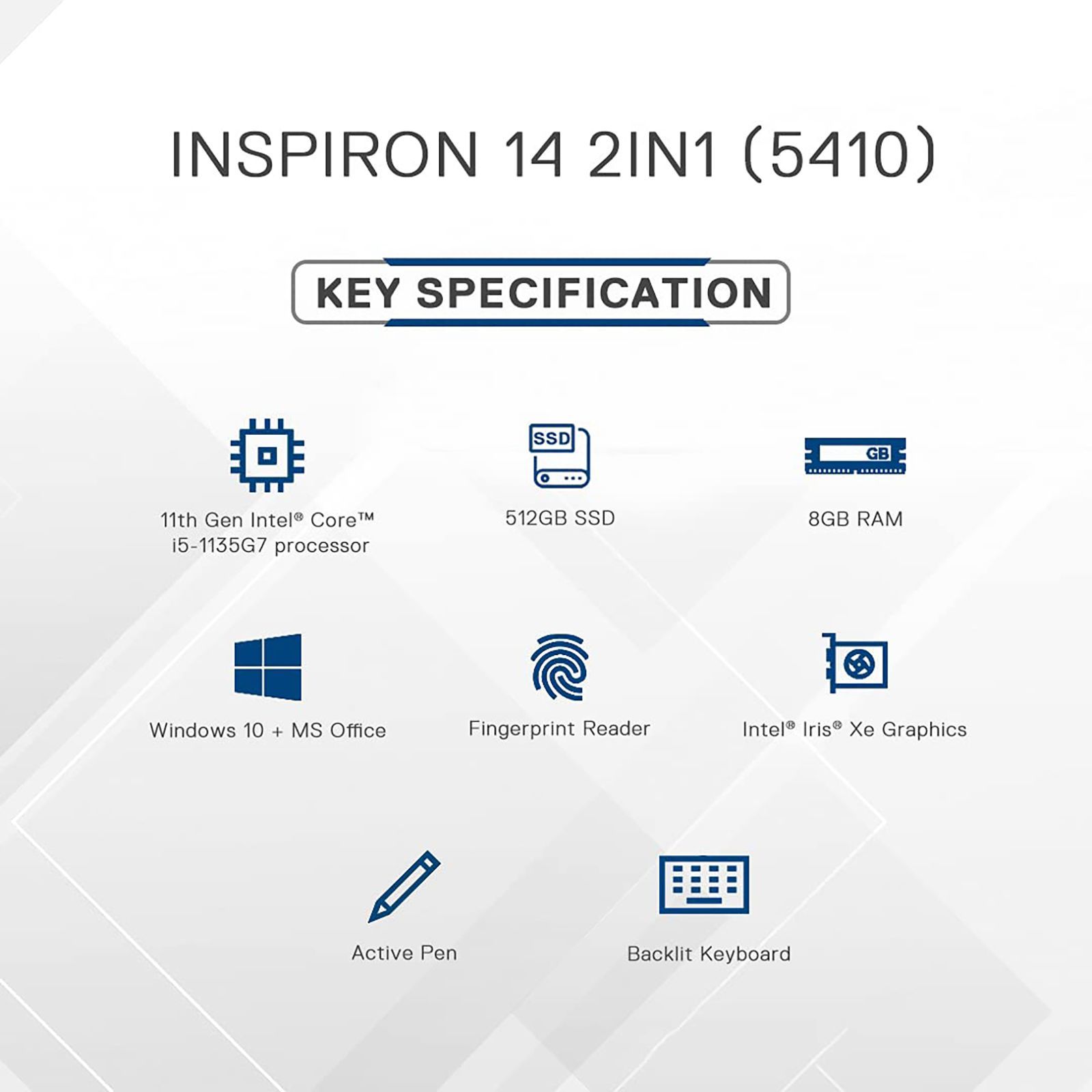 DELL Inspiron 5410 Intel Core i5 11th Gen (14 inch, 8GB, 512GB, Windows 10, MS Office 2019, Intel Iris Xe Graphics, FHD IPS Display, Platinum Silver, D560465WIN9S)_14