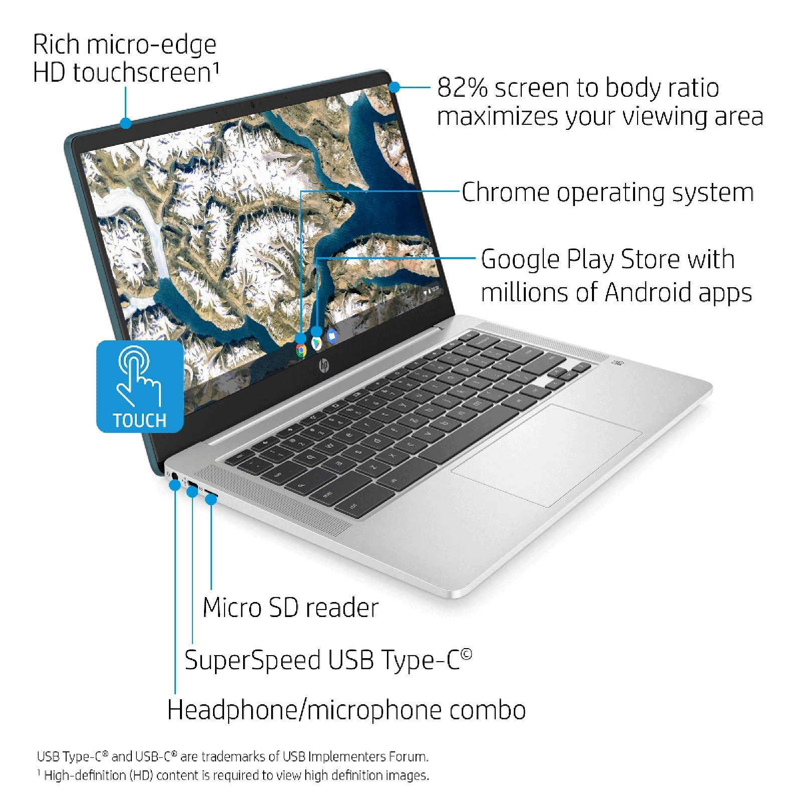 HP x360 14a-cb0005AU Chromebook AMD 3015Ce (4GB, 64GB, Chrome OS, 14 inch, Mineral Silver, 4L7Y2PA) HP x360 14a-cb0005AU Chromebook AMD 3015Ce (4GB, 64GB, Chrome OS, 14 inch, Mineral Silver, 4L7Y2PA)_5