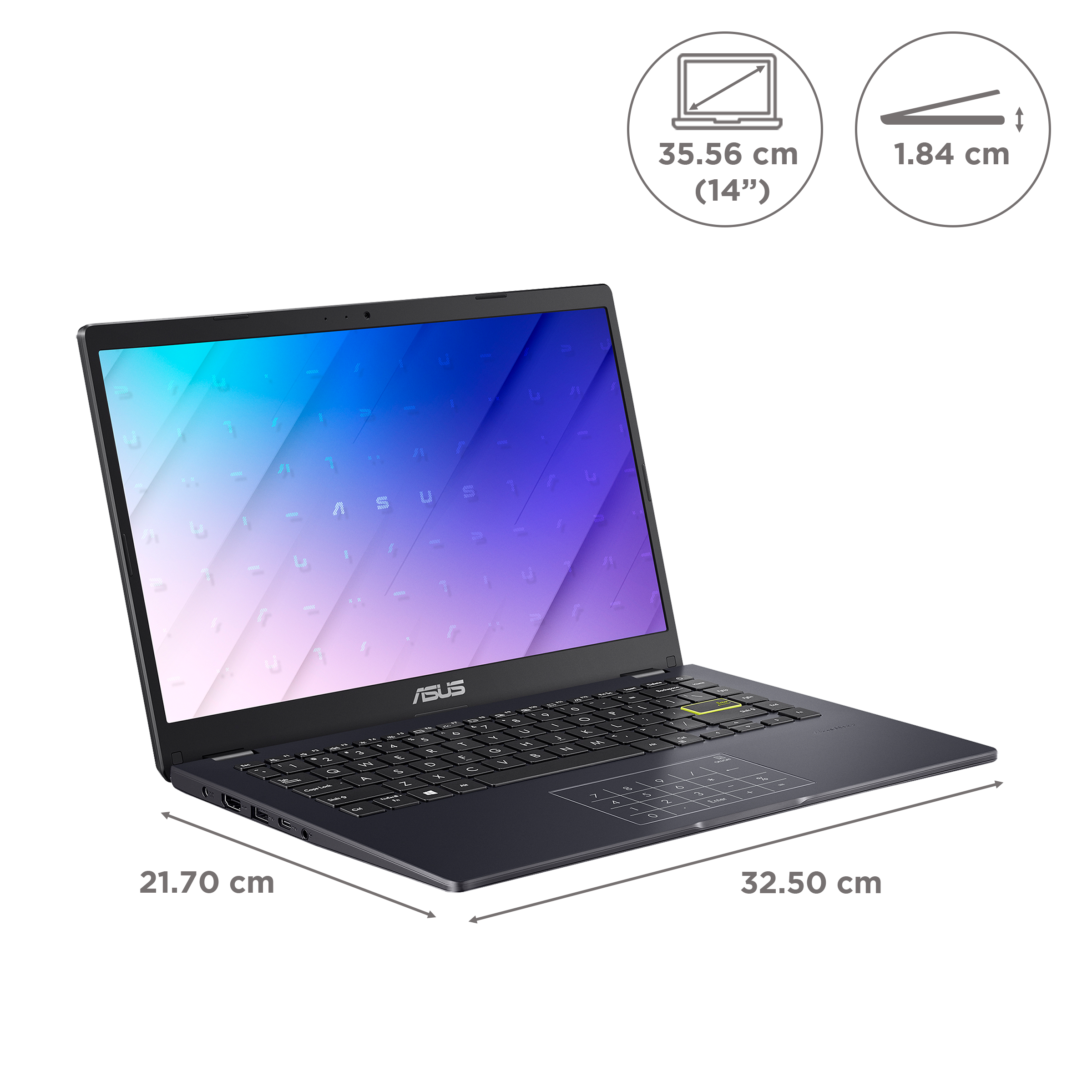 ASUS E410KA-EK001W Intel Celeron (14 inch, 4GB, 256GB, Windows 11, Intel HD Graphics, FHD LED-Backlit Display, Peacock Blue, 90NB0UA1-M02640)_2