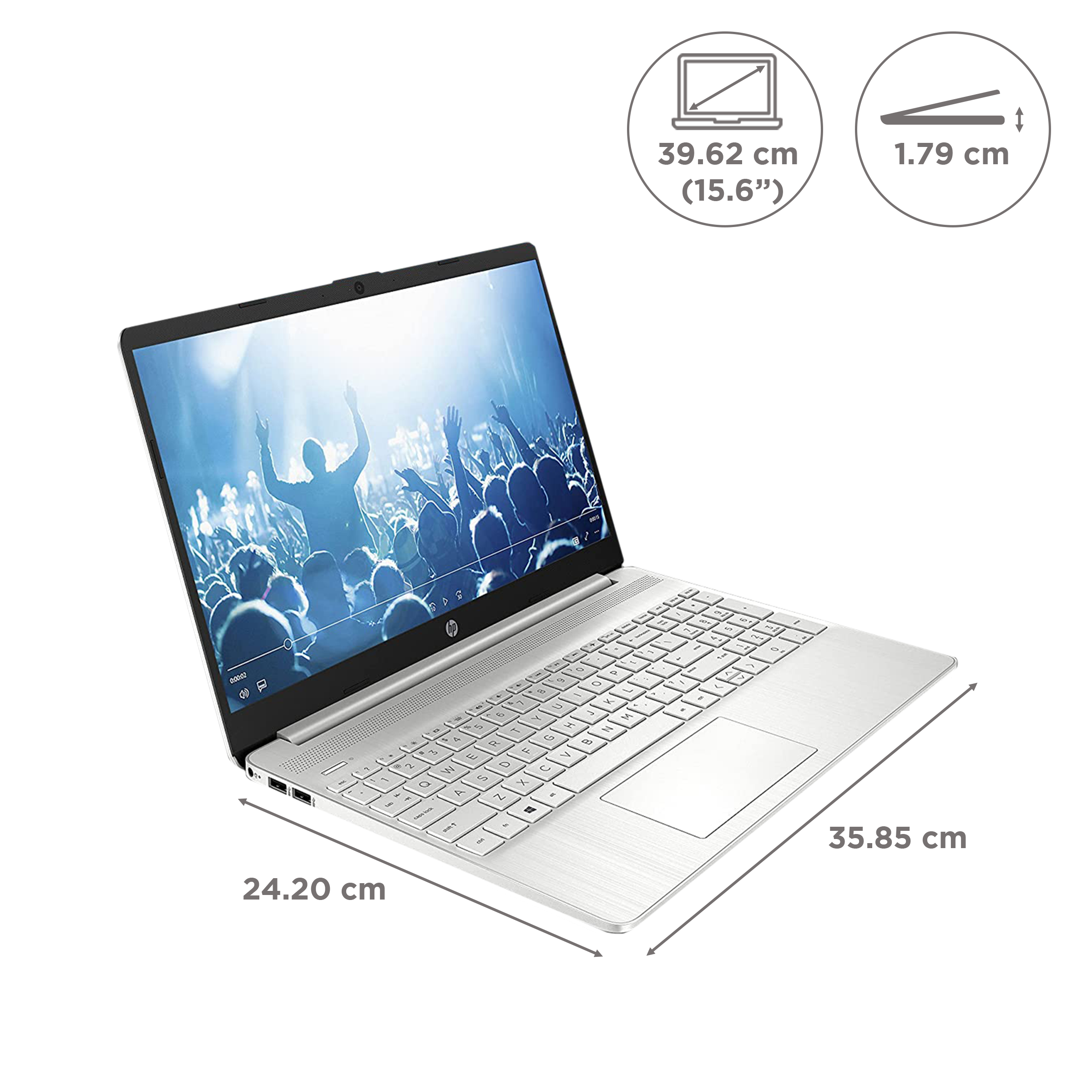 HP 15s-eq2143AU AMD Ryzen 3 5300U Thin & Light Laptop (8GB, 512GB SSD, Windows 11 Home, 15.6 inch Full HD Display, MS Office 2019, Natural Silver, 1.69 KG)_2