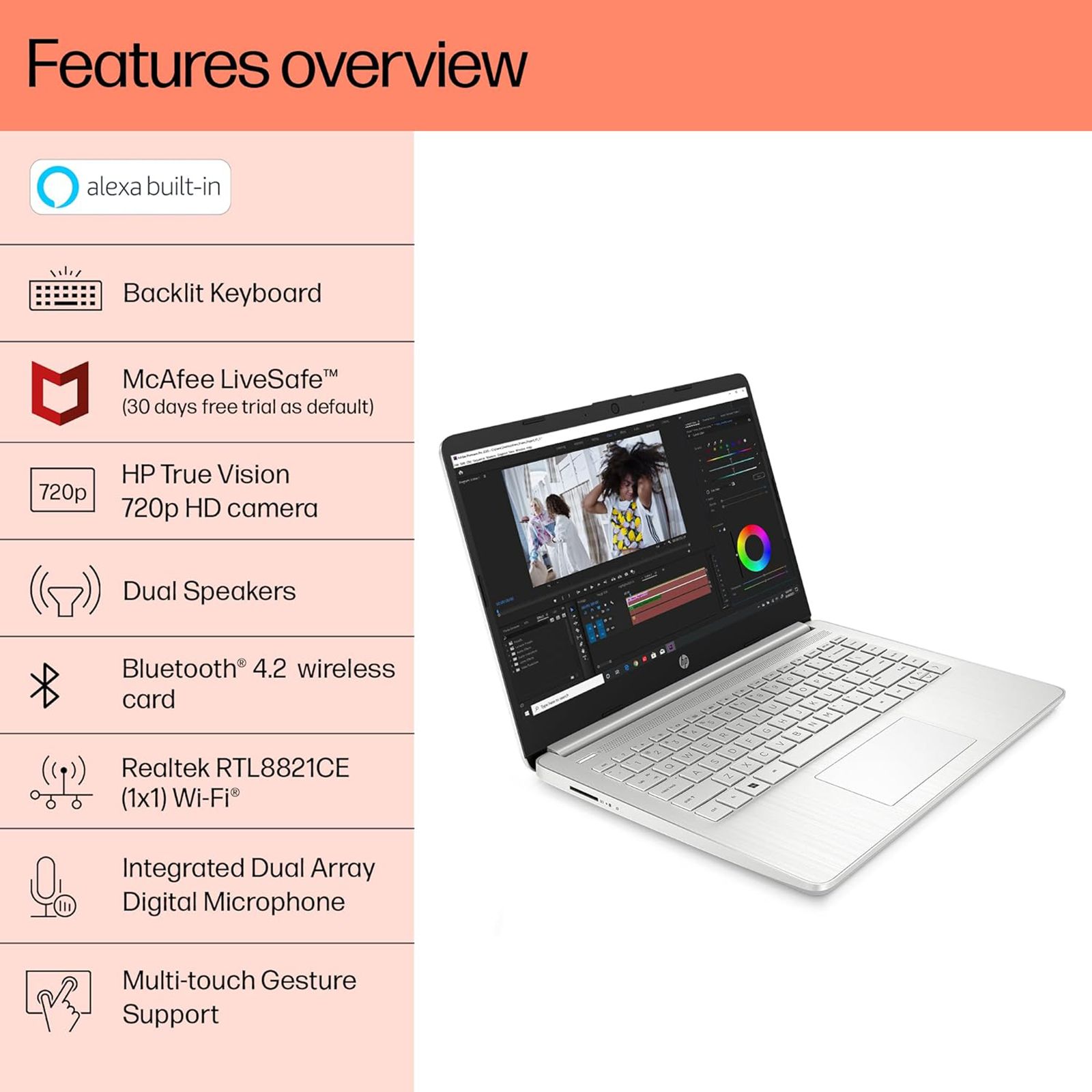 HP 14s-fq1089AU AMD Ryzen 3 (14 inch, 8GB, 512GB, Windows 11, MS Office 2019, AMD Radeon Graphics, IPS Display, Natural Silver, 50M59PA) HP 14s-fq1089AU AMD Ryzen 3 (14 inch, 8GB, 512GB, Windows 11, MS Office 2019, AMD Radeon Graphics, IPS Display, Natural Silver, 50M59PA)_9