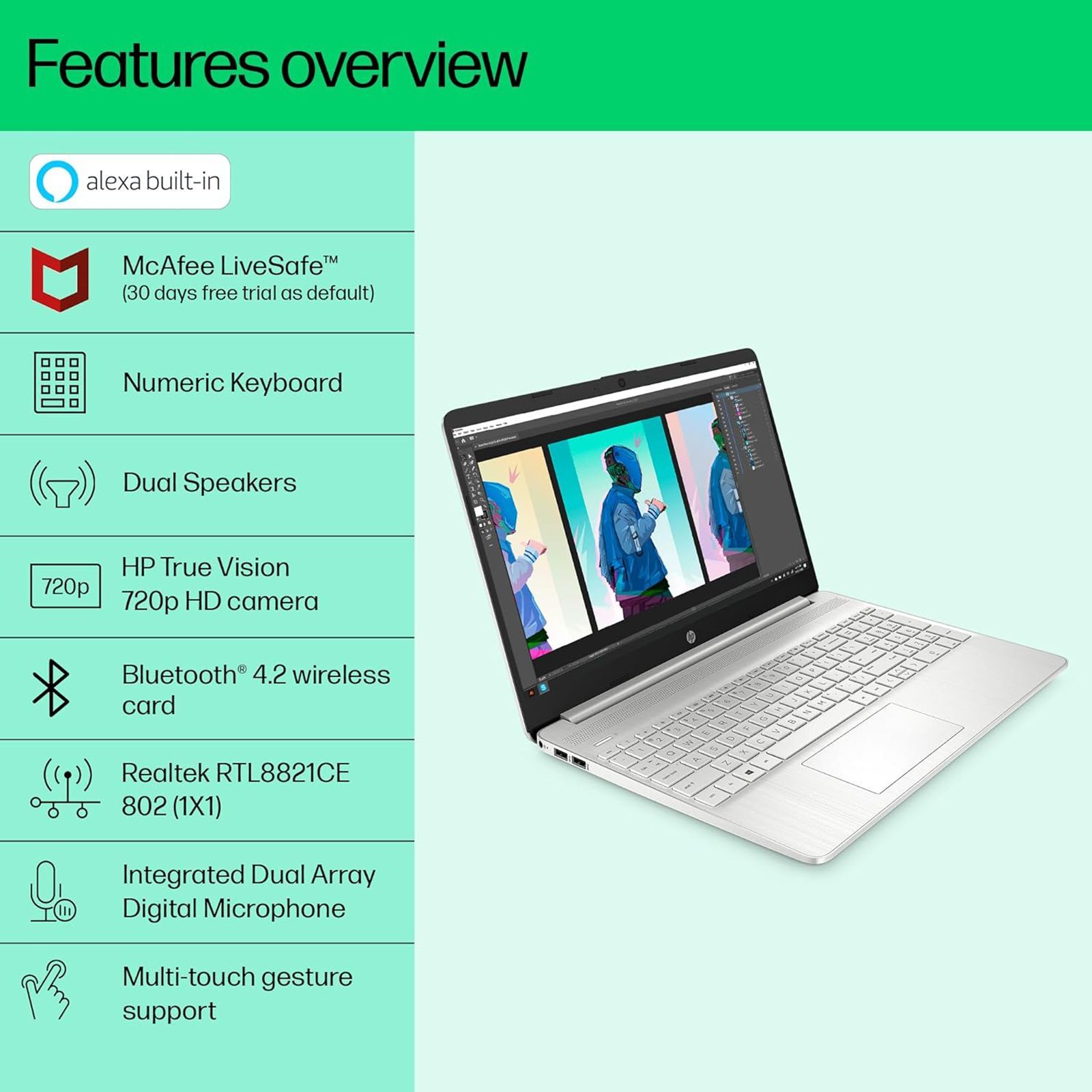 HP 15s-eq2144AU AMD Ryzen 5 (15.6 inch, 8GB, 512GB, Windows 11, MS Office 2019, AMD Radeon Graphics, FHD Display, Natural Silver, 50M63PA)_14