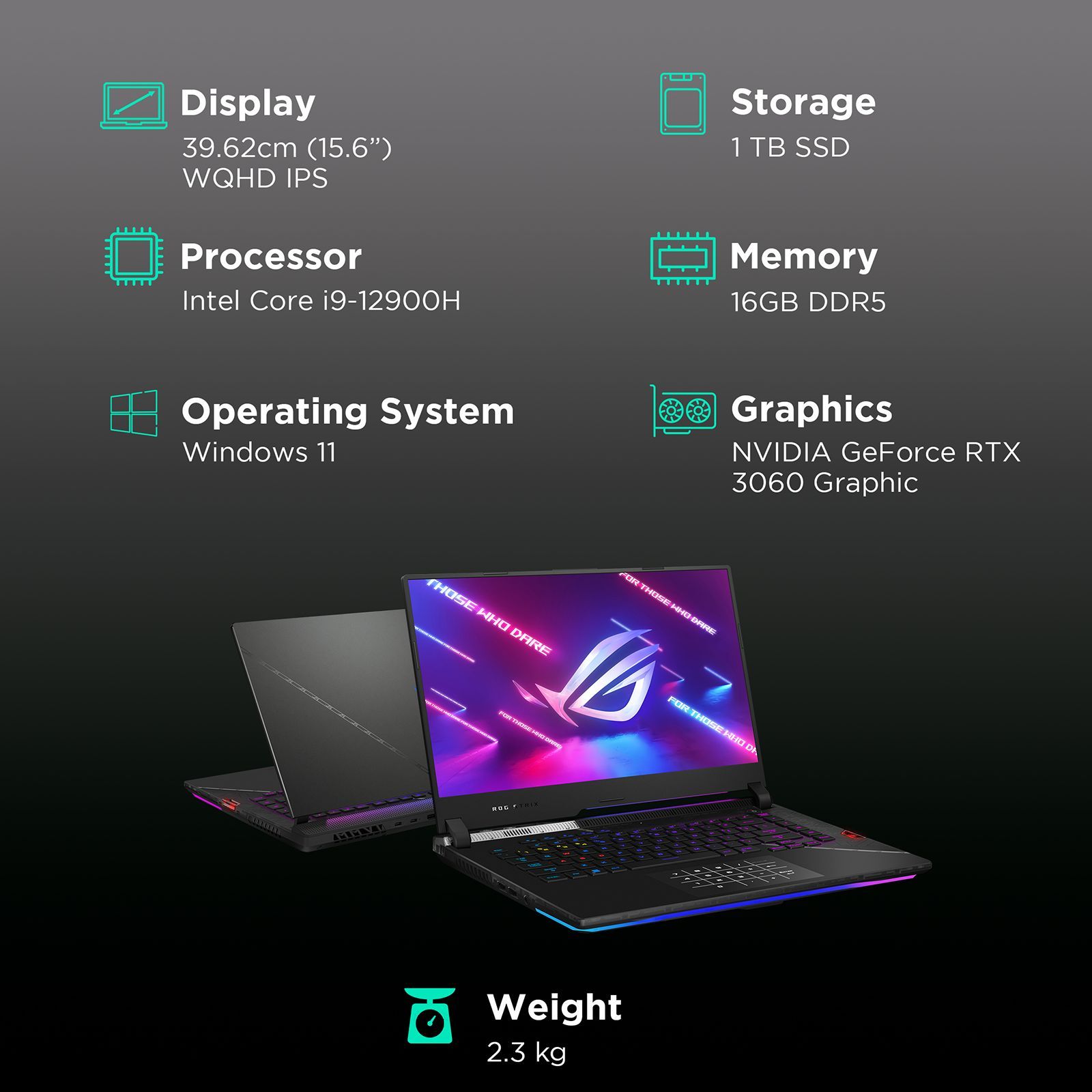 ASUS ROG Strix SCAR 15 Intel Core i9 12th Gen (15.6 inch, 32GB, 1TB, Windows 11, MS Office, NVIDIA GeForce RTX 3080Ti Graphics, WQHD IPS Display, Off Black, G533ZX-LN024WS)_3