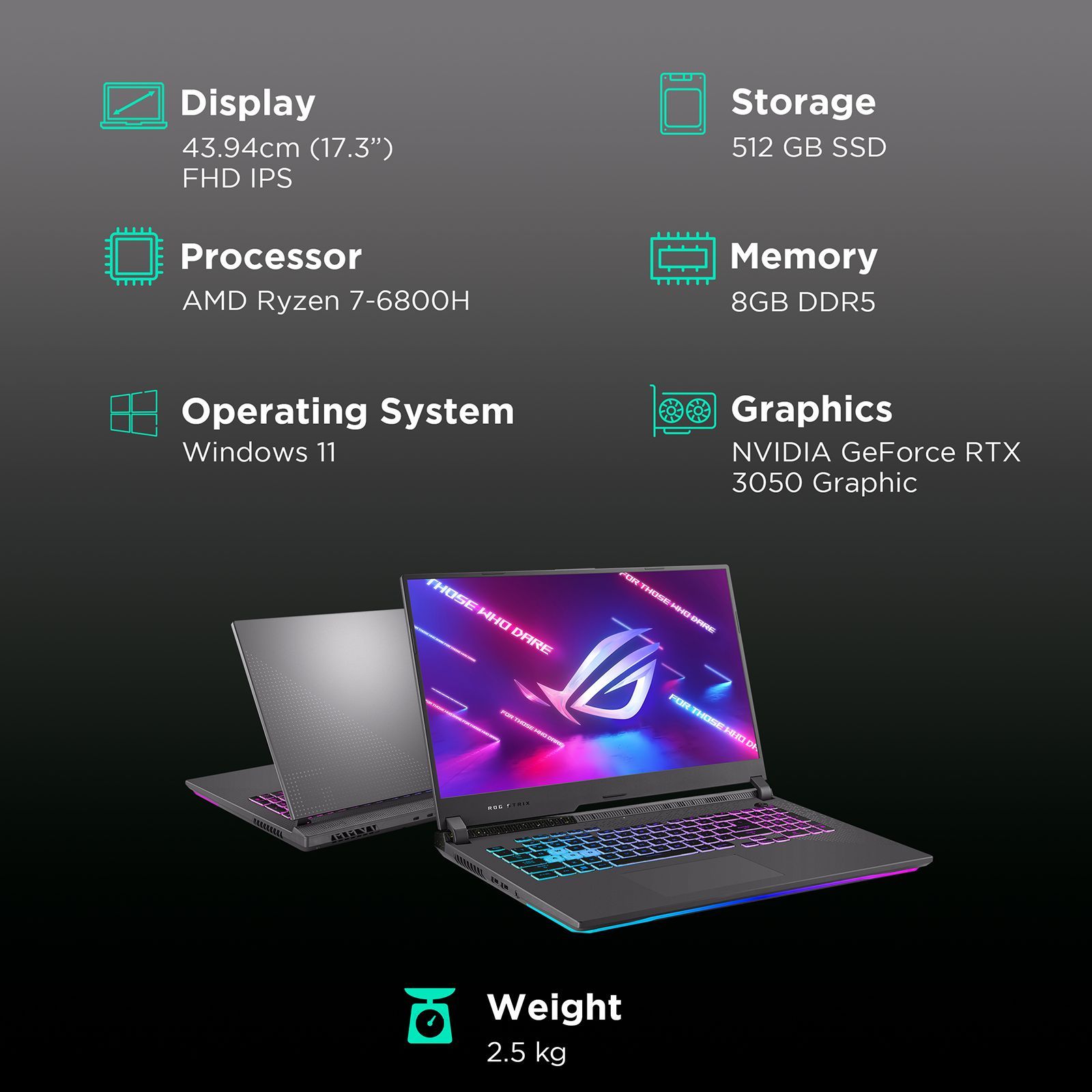 ASUS ROG Strix G17 G713RC-HX009W AMD Ryzen 7 (17.3 inch, 8GB, 512GB, Windows 11, NVIDIA GeForce RTX 3050 Graphics, FHD IPS Display, Eclipse Grey, 90NR08F4-M000B0)_3