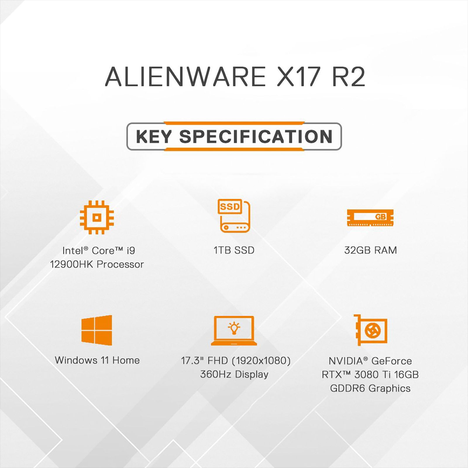 DELL Alienware X17 R2 Intel Core i9 12th Gen (17.3 inch, 32GB, 1TB, Windows 11, MS Office 2021, NVIDIA GEFORCE RTX 3080 Ti Graphics, FHD Display, Lunar Light, D569944WIN9)_10