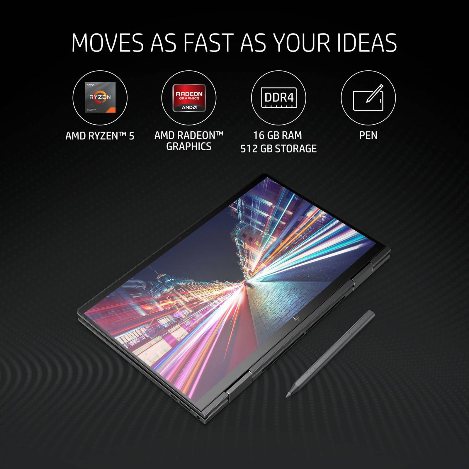 HP Envy x360 13-ay1035AU AMD Ryzen 5 (13.3 inch, 16GB, 512GB, Windows 11, MS Office 2019, AMD Radeon Graphics, FHD IPS Display, Nightfall Black, 54B71PA#ACJ)_15