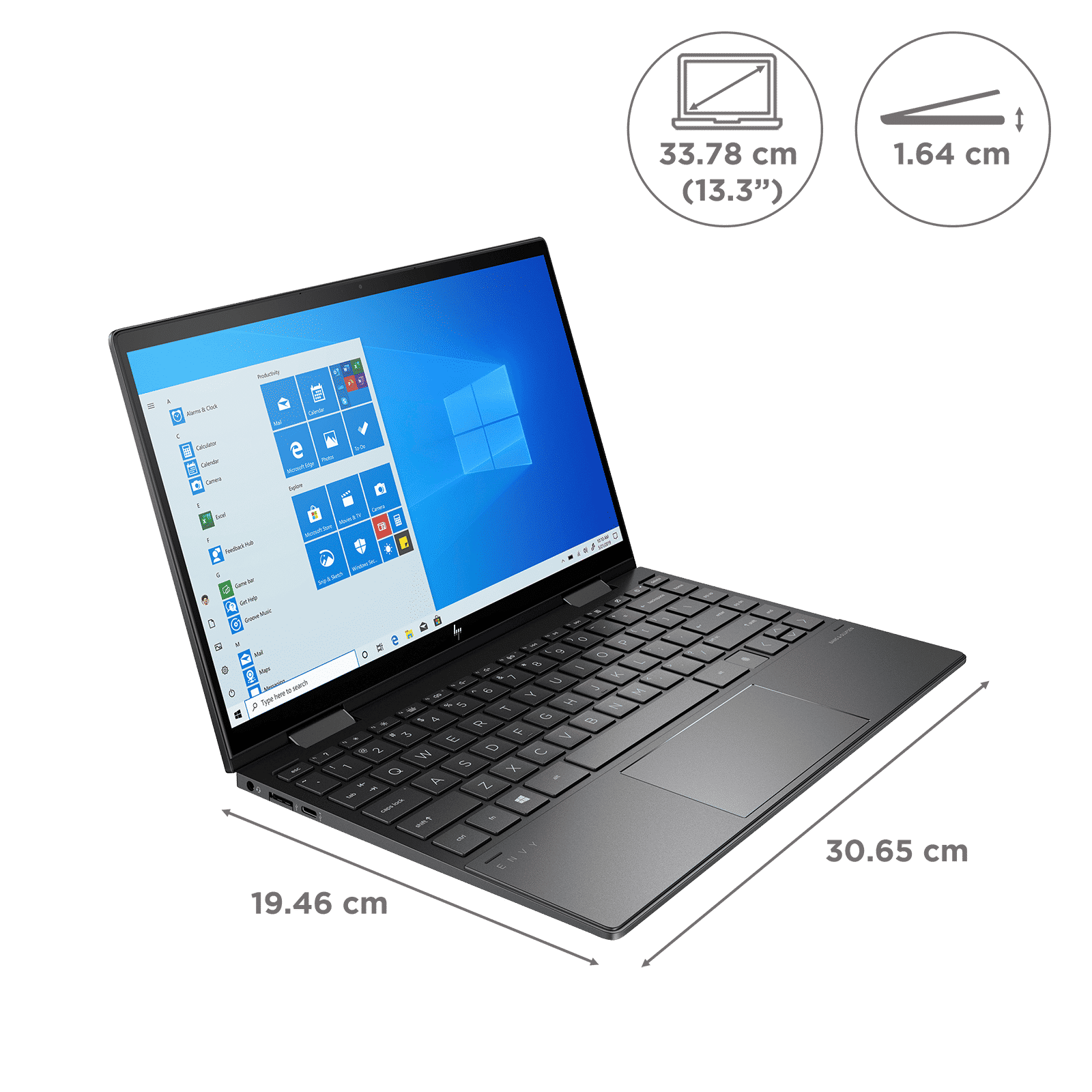 HP Envy x360 13-ay1035AU AMD Ryzen 5 (13.3 inch, 16GB, 512GB, Windows 11, MS Office 2019, AMD Radeon Graphics, FHD IPS Display, Nightfall Black, 54B71PA#ACJ)_2