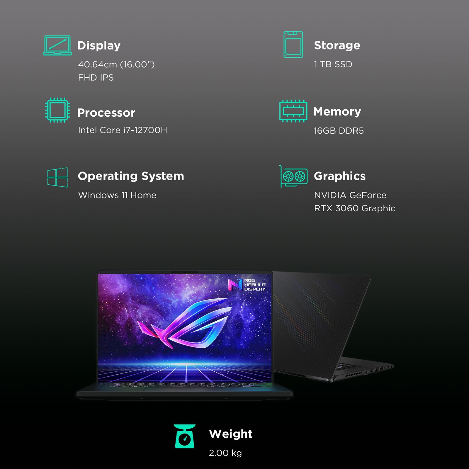 ASUS ROG Zephyrus M16 GU603ZM-K8035WS Intel Core i7 12th Gen (16 inch, 16GB, 1TB, Windows 11, MS Office 2021, NVIDIA GeForce RTX 3060 UHD Graphics, FHD IPS Display, Off Black, 90NR0911-M000K0)_3