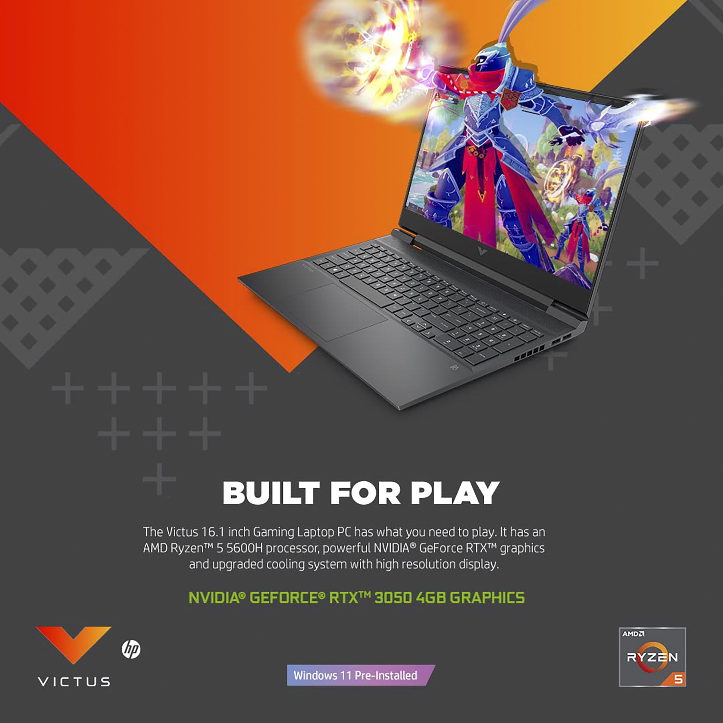HP Victus 16-e0352AX AMD Ryzen 5 5600H Gaming Laptop (8GB, 512GB SSD, Windows 11 Home, 4GB Graphics, 16.1 inch 144 Hz Full HD IPS Display, NVIDIA GeForce GTX 1650, MS Office 2021, Mica Silver, 2.46 KG)_9
