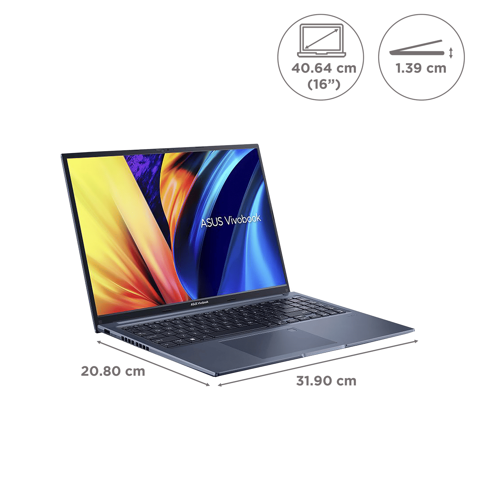 ASUS Vivobook 16X AMD Ryzen 5 Thin and Light Laptop (16GB, 512GB SSD, Windows 11 Home, 16 inch LED-Backlit Display, MS Office 2021, Quiet Blue, 1.88 KG)_2