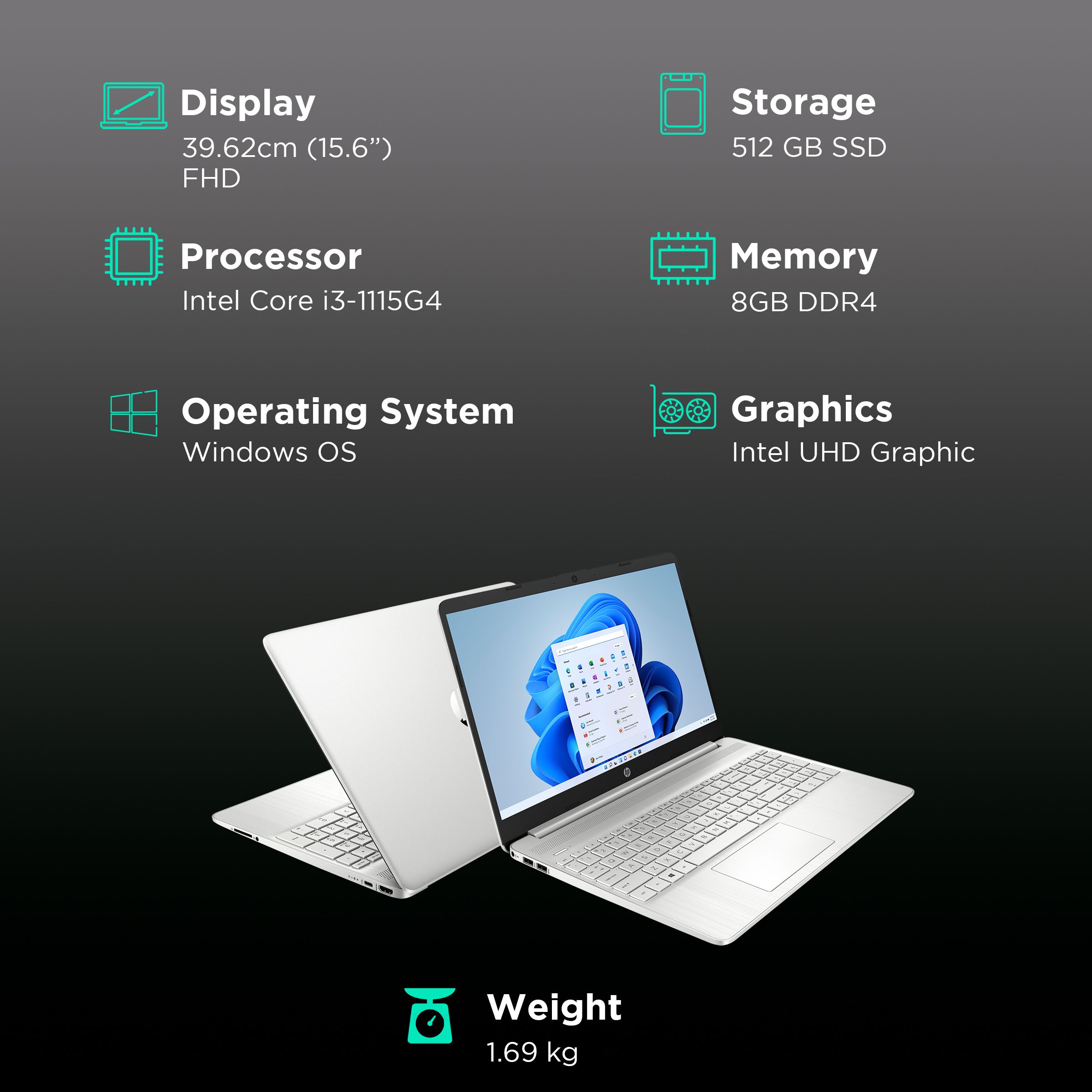 HP 15s-fq2672TU Intel Core i3 11th Gen Thin & Light Laptop (8GB, 512GB SSD, Windows 11 Home, 15.6 inch Full HD Display, MS Office 2021, Natural Silver, 1.7 KG) HP 15s-fq2672TU Intel Core i3 11th Gen Thin & Light Laptop (8GB, 512GB SSD, Windows 11 Home, 15.6 inch Full HD Display, MS Office 2021, Natural Silver, 1.7 KG)_3