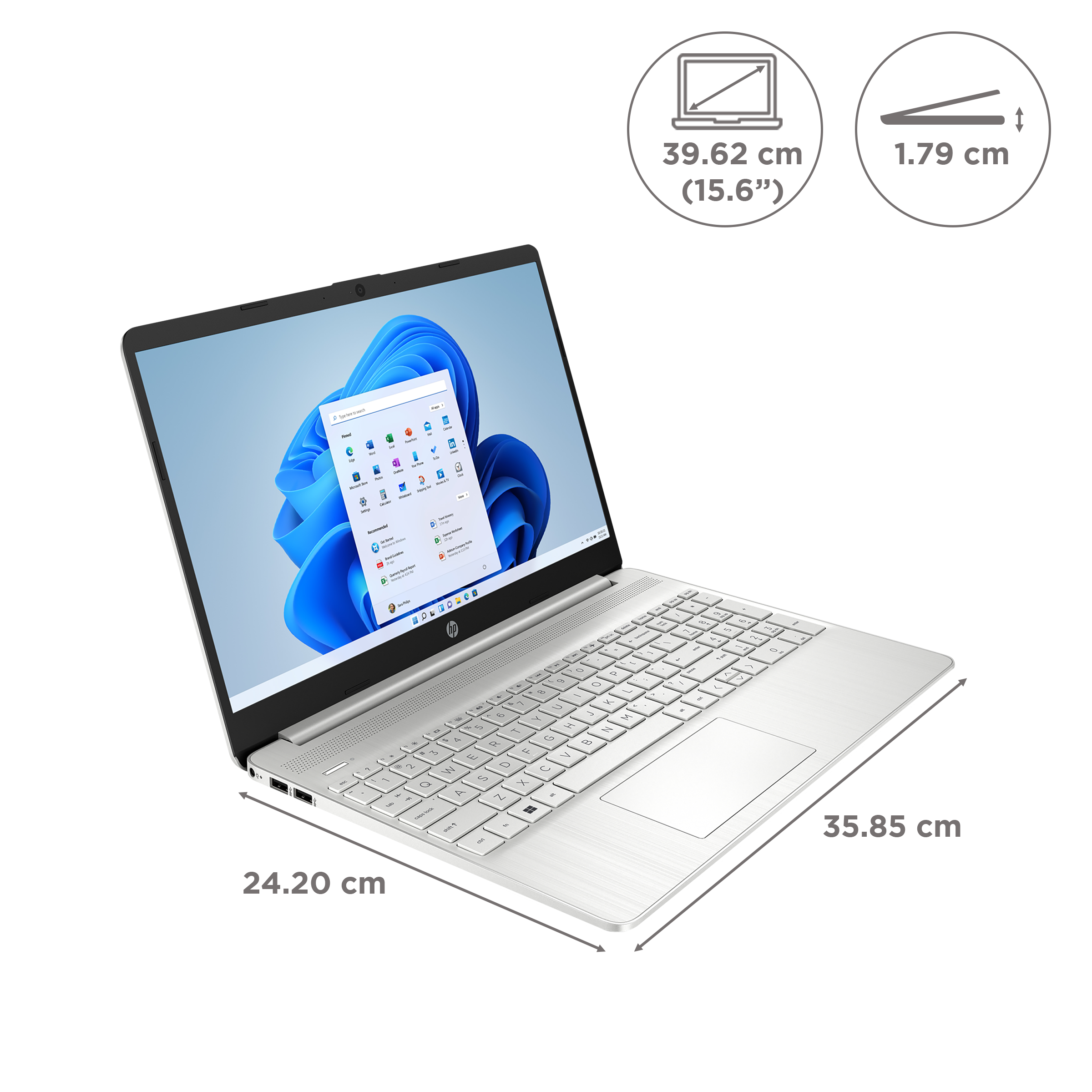 HP 15s-fr2514TU Intel Core i3 11th Gen Thin & Light Laptop (8GB, 256GB SSD, Windows 11 Home, 15.6 inch HD Display, MS Office 2021, Natural Silver, 1.7 KG)_2