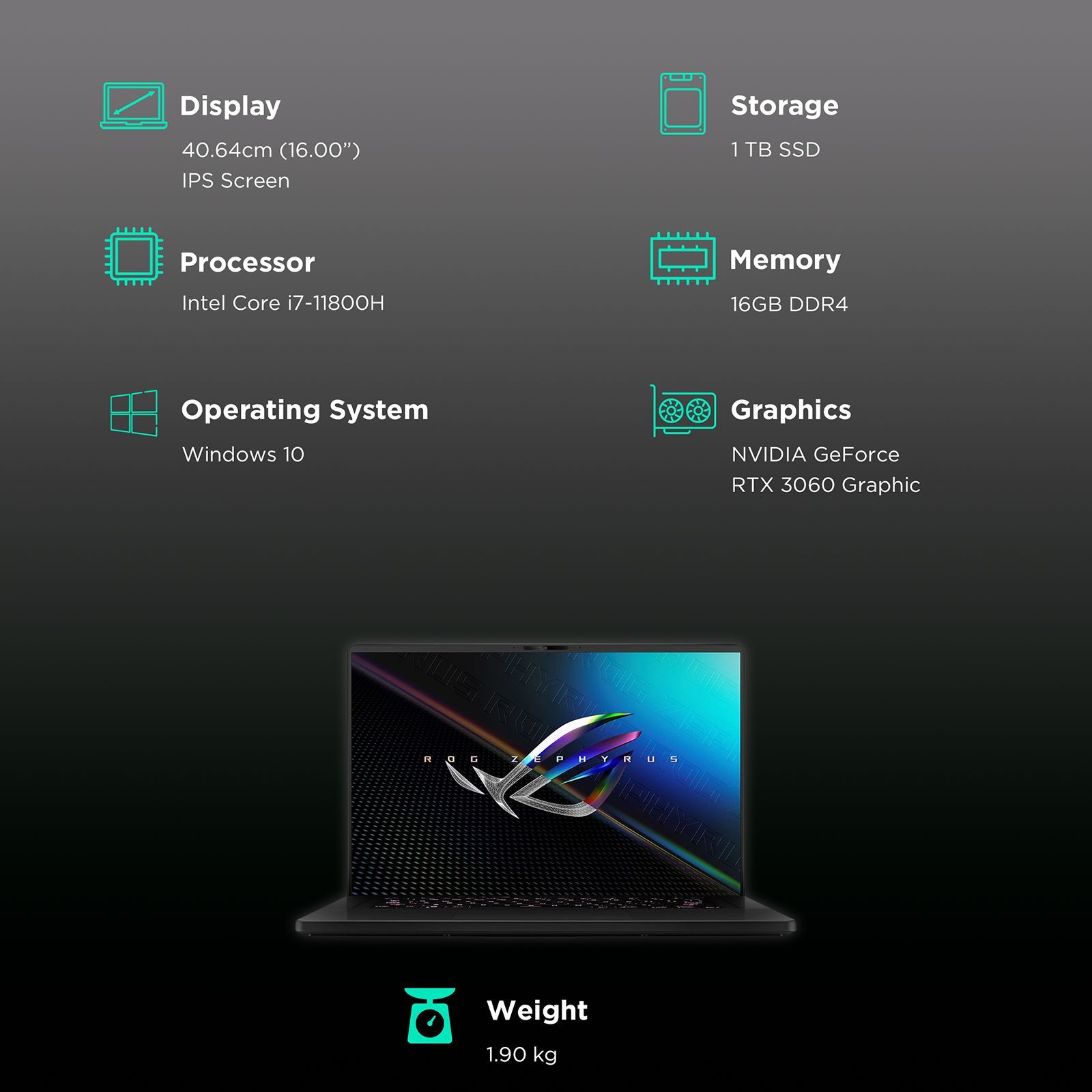 ASUS ROG Zephyrus M16 GU603HM-K8073TS Intel Core i7 11th Gen (16 inch, 16GB, 1TB, Windows 10 Home, MS Office 2019, NVIDIA GeForce RTX 3060, IPS Display, Off Black, 90NR04W1-M02150)_3