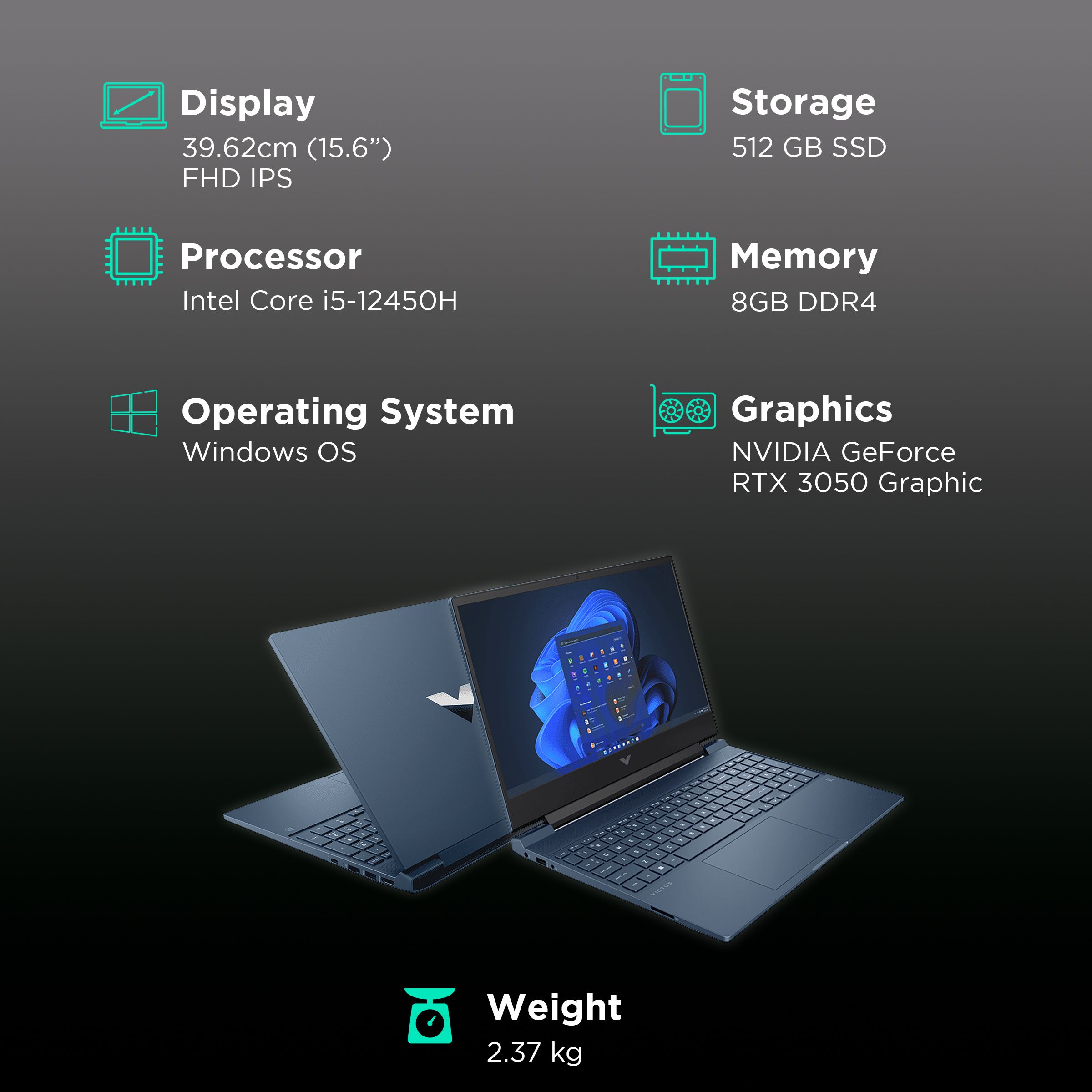 HP Victus Fa0350TX Intel Core i5 12th Gen (39.6cm, 8GB RAM, 512GB SSD, Windows 11 Home, MS Office Home & Student 2021, NVIDIA GeForce RTX 3050 + 4GB GDDR6 Graphics, FHD IPS Display, Performance Blue, 6N028PA#ACJ) HP Victus Fa0350TX Intel Core i5 12th Gen (39.6cm, 8GB RAM, 512GB SSD, Windows 11 Home, MS Office Home & Student 2021, NVIDIA GeForce RTX 3050 + 4GB GDDR6 Graphics, FHD IPS Display, Performance Blue, 6N028PA#ACJ)_3