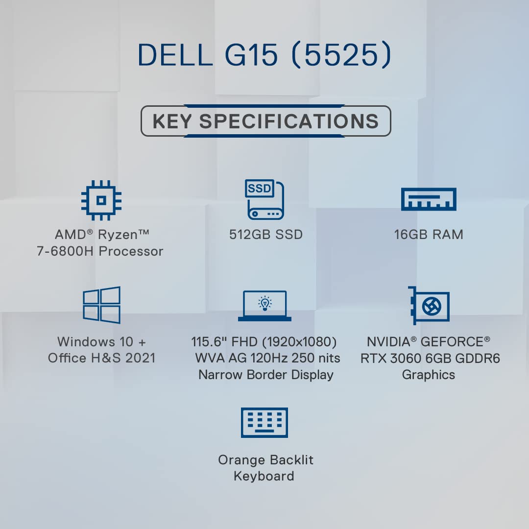 DELL Inspiron G15 5525 AMD Ryzen 7 6800H Gaming Laptop (16GB, 512GB SSD, Windows 11 Home, 4GB Graphics, 15.6 inch 120 Hz Full HD WVA AG Display, NVIDIA GeForce RTX 3060, MS Office 2021, Grey, 2.51 KG)_12