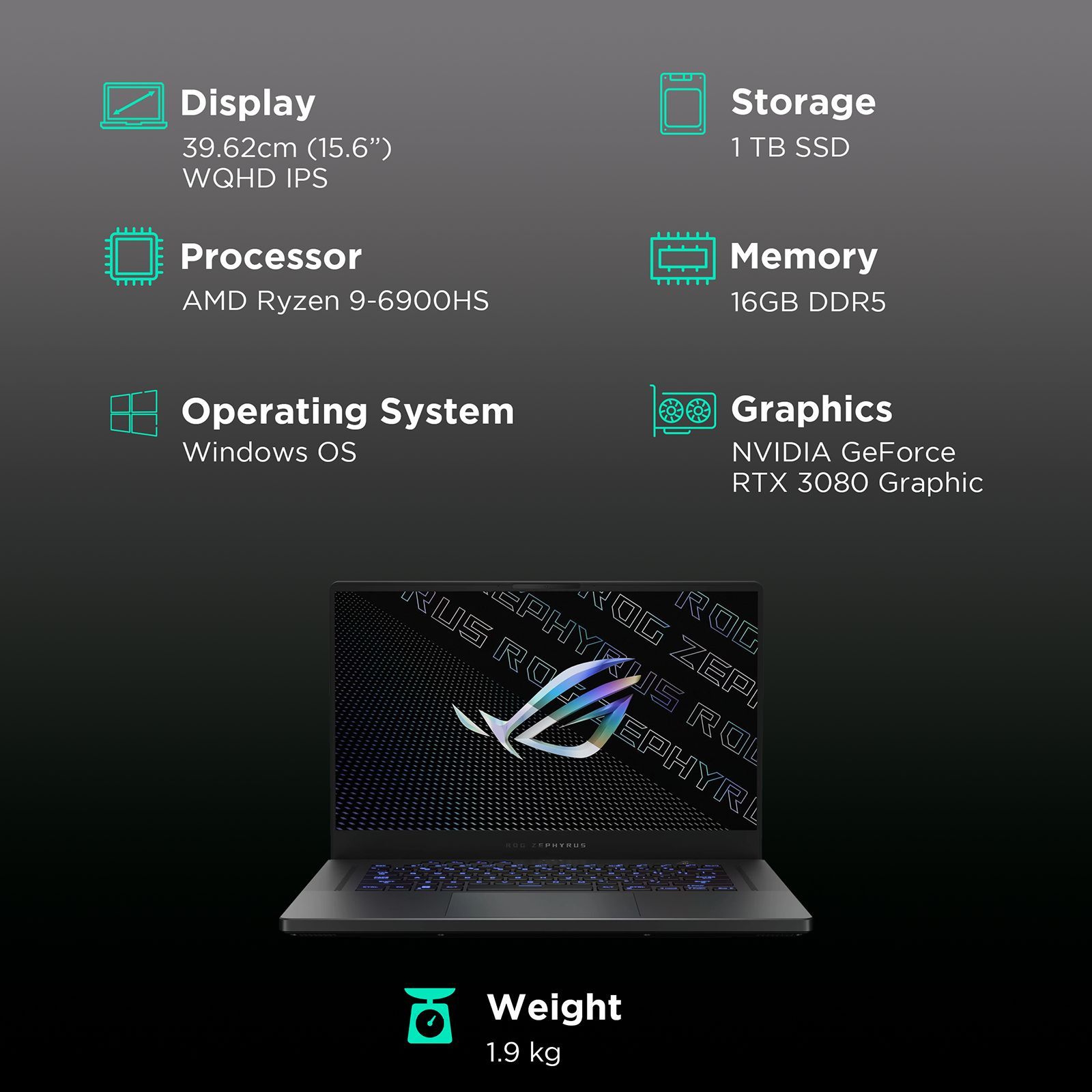 ASUS ROG Zephyrus G15 AMD Ryzen 9 Laptop (16GB, 1TB SSD, Windows 11 Home, 12GB GDDR6, 15.6 inch WQHD IPS Display, MS Office Home And Student, Eclipse Gray, 2.5Kg) ASUS ROG Zephyrus G15 AMD Ryzen 9 Laptop (16GB, 1TB SSD, Windows 11 Home, 12GB GDDR6, 15.6 inch WQHD IPS Display, MS Office Home And Student, Eclipse Gray, 2.5Kg)_3