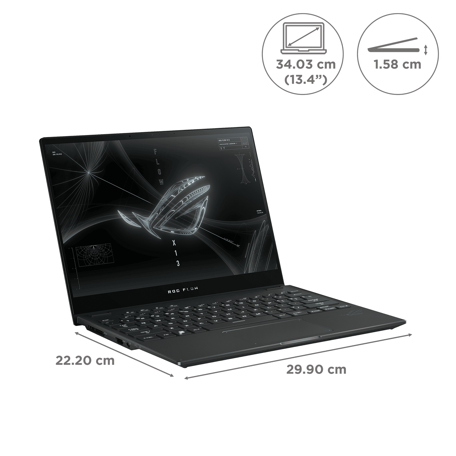 ASUS ROG Flow X13 AMD Ryzen 7 (13.4 inch, 16GB, 1TB, Windows 11 Home, MS Office Home and Student, NVIDIA GeForce RTX 3050 Laptop GPU, FHD+ IPS Display, Off Black, GV301RC-LJ022WS)_2
