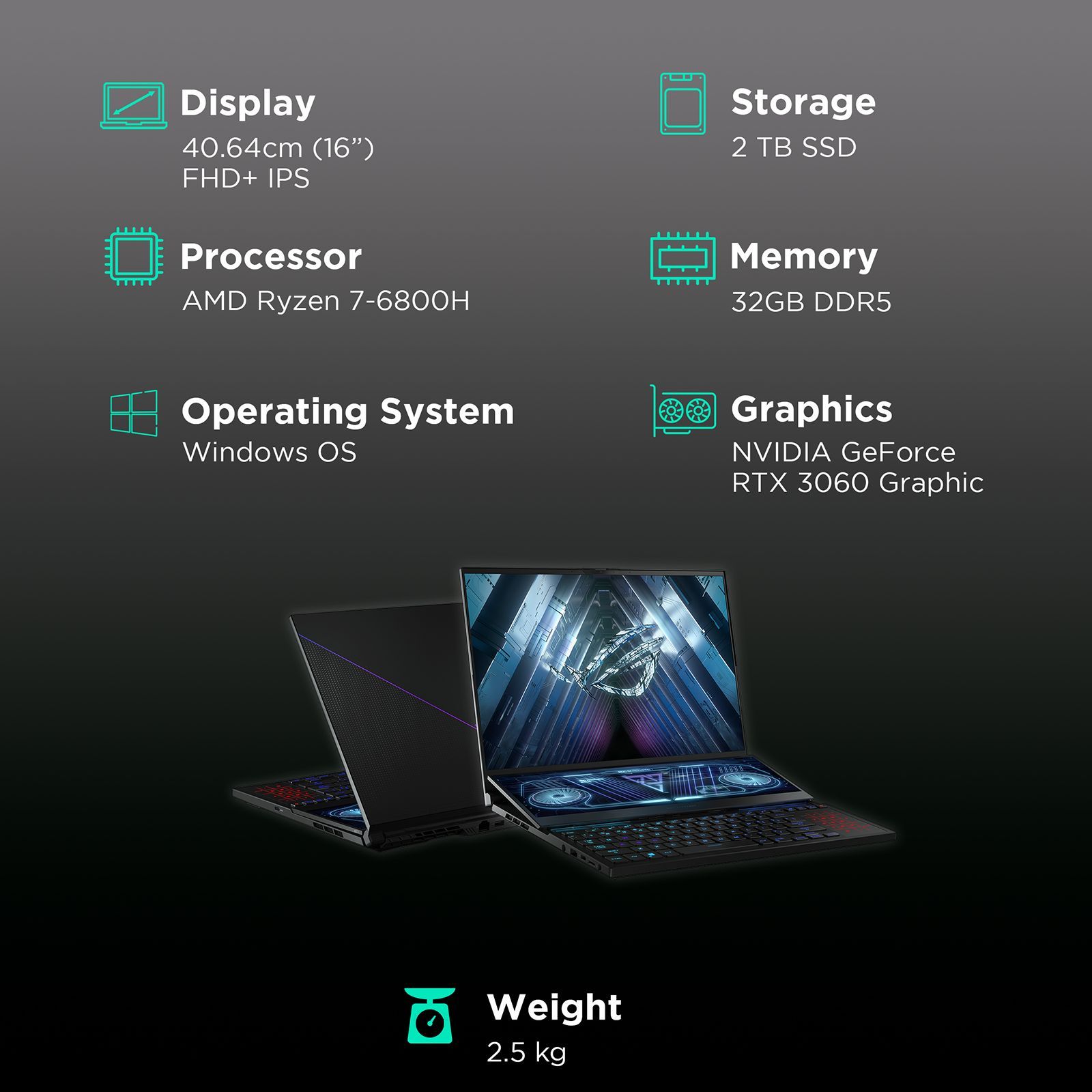 ASUS ROG Zephyrus G14 AMD Ryzen 7 (16 inch, 32GB, 2TB, Windows 11 Home, MS Office Home and Student, NVIDIA GeForce RTX 3060 Laptop GPU, FHD+ IPS Display, Black, GX650RM-LS019WS)_3