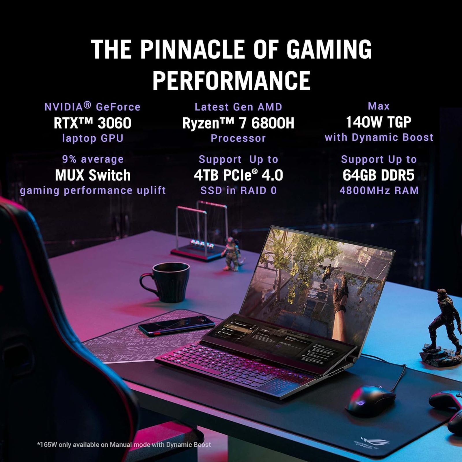 ASUS ROG Zephyrus Duo 16 AMD Ryzen 7 (16 inch, 32GB, 2TB, Windows 11 Home, MS Office Home and Student, NVIDIA GeForce RTX 3060 Graphics, FHD+ IPS Display, Black, GX650RM-LS019WS)_14